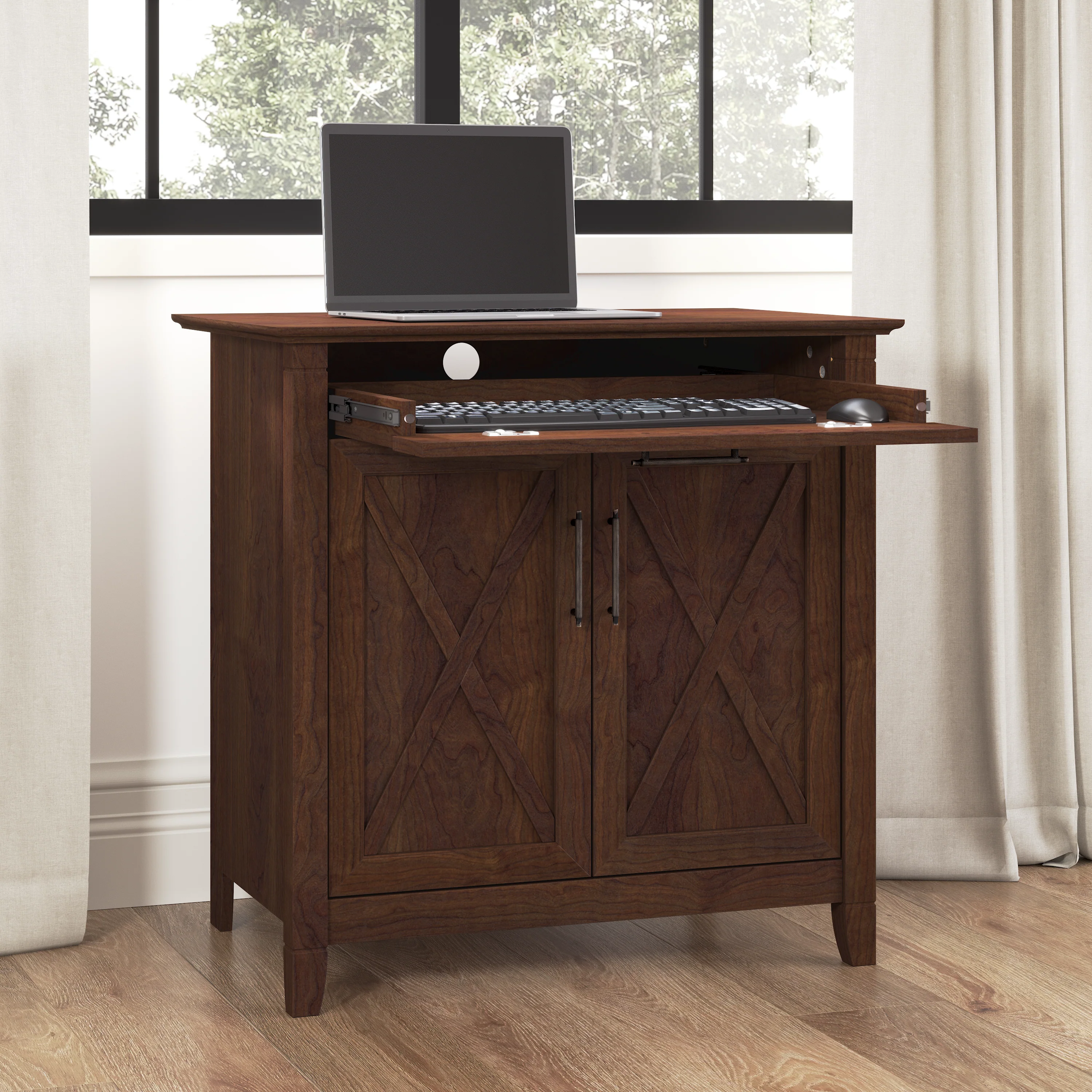 Key West Secretary Desk with Keyboard Tray and Storage Cabinet