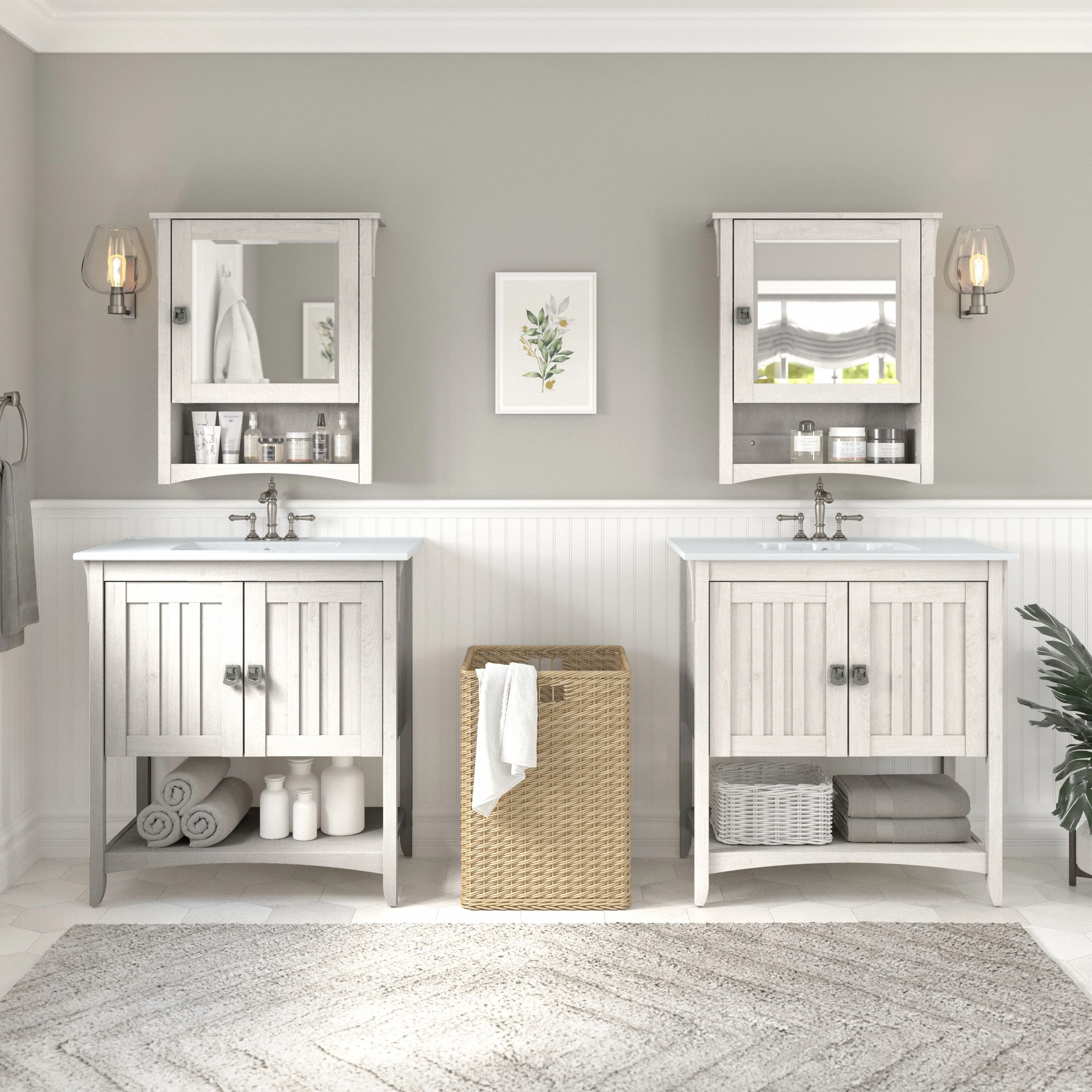 Salinas 64W Double Vanity Set with Sinks and Medicine Cabinets