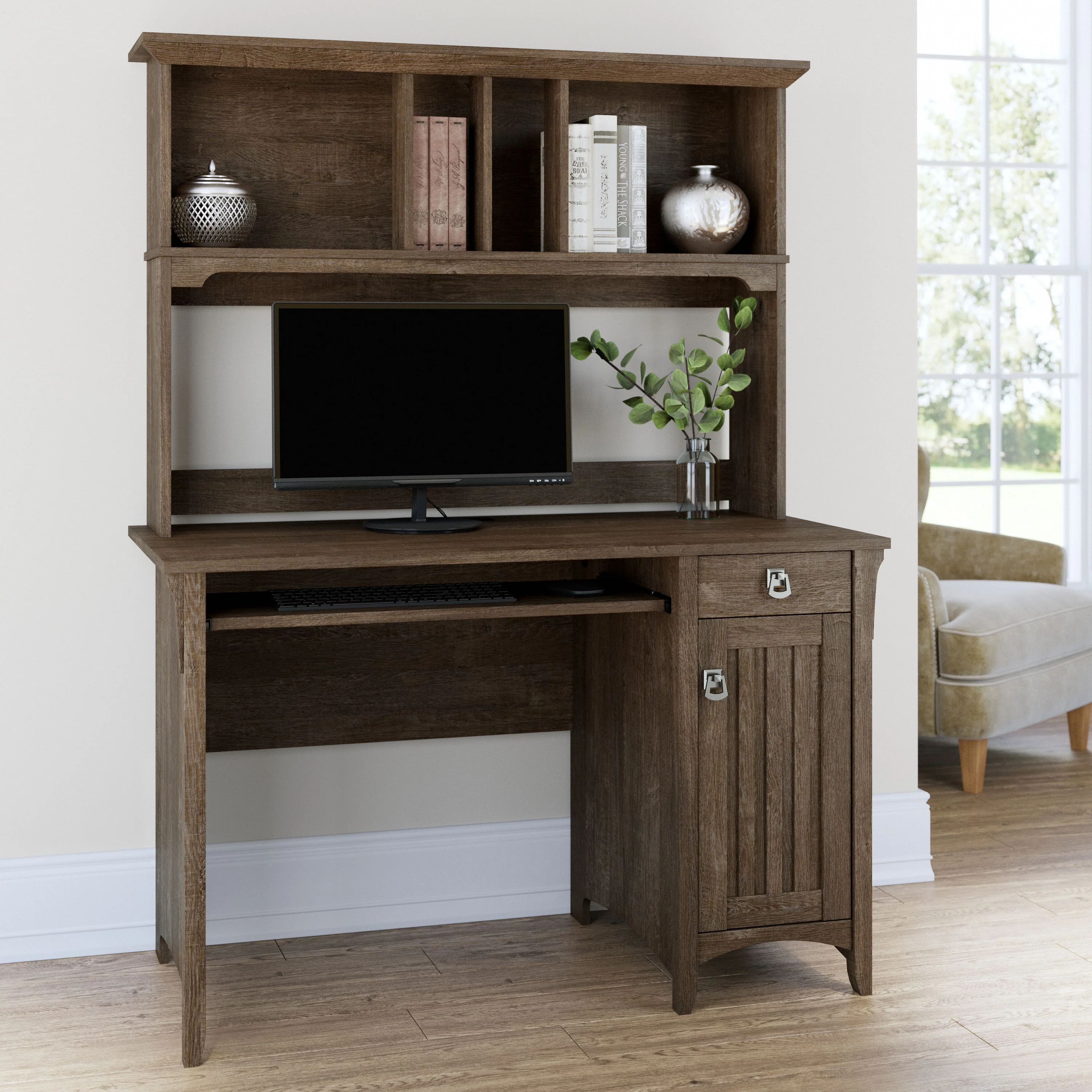 Salinas Small Computer Desk with Hutch
