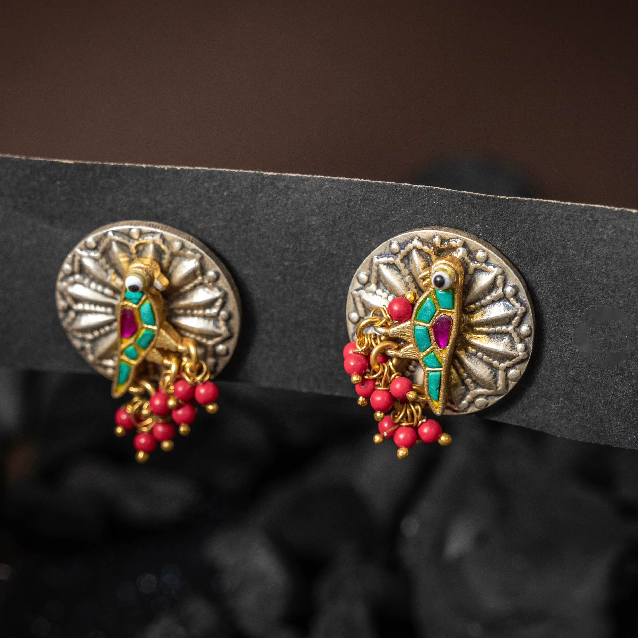 Parrot Chakra Sterling Silver Earrings
