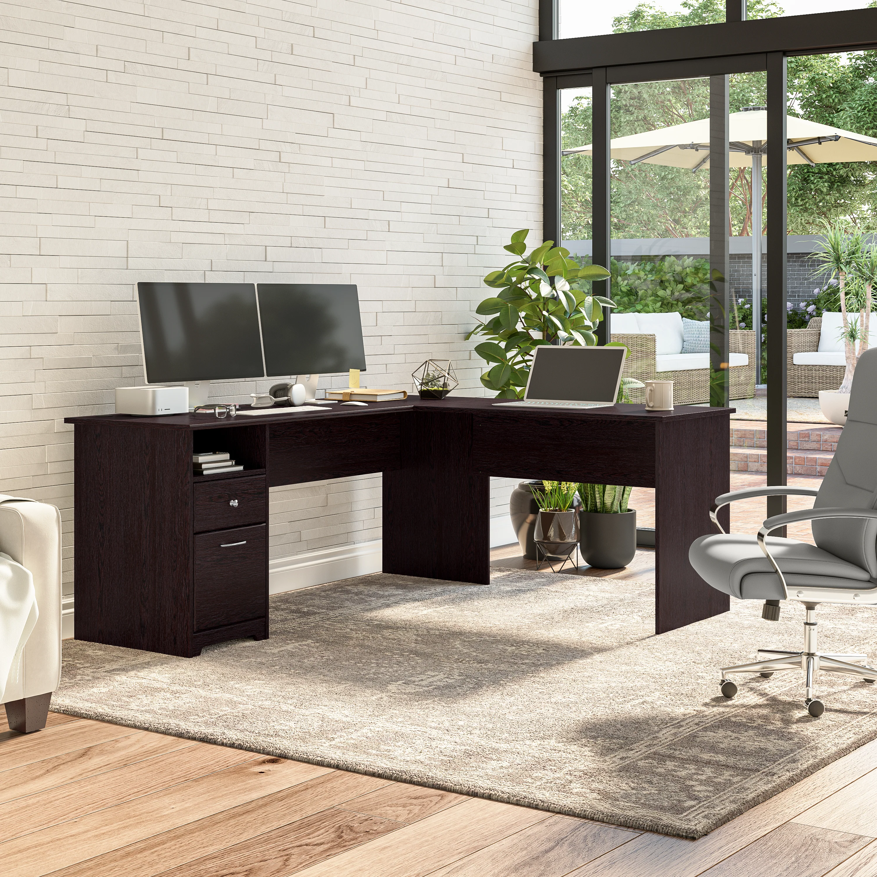 Cabot 72W L Shaped Computer Desk with Drawers