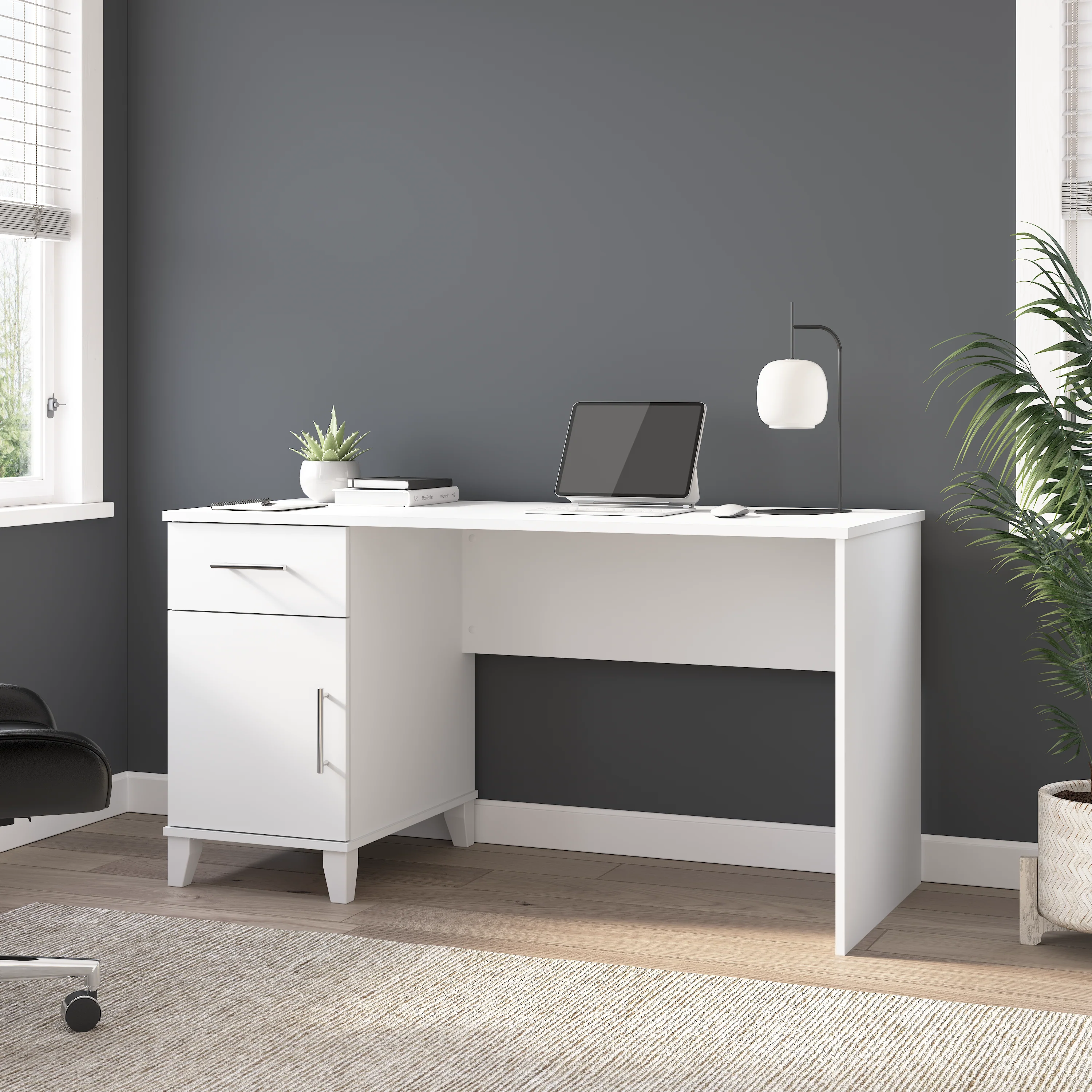 Somerset 54W Office Desk with Drawer and Storage Cabinet