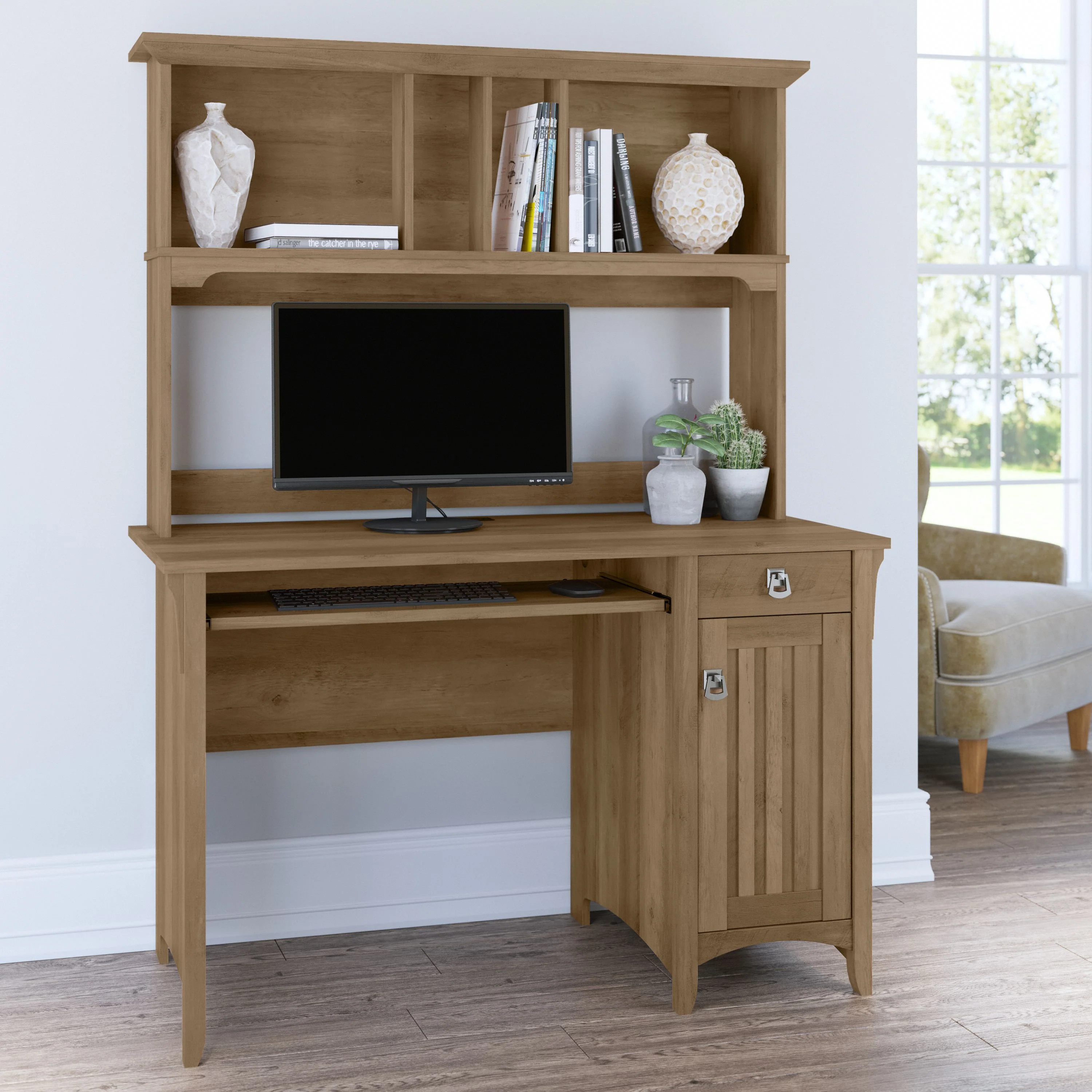 Salinas Small Computer Desk with Hutch
