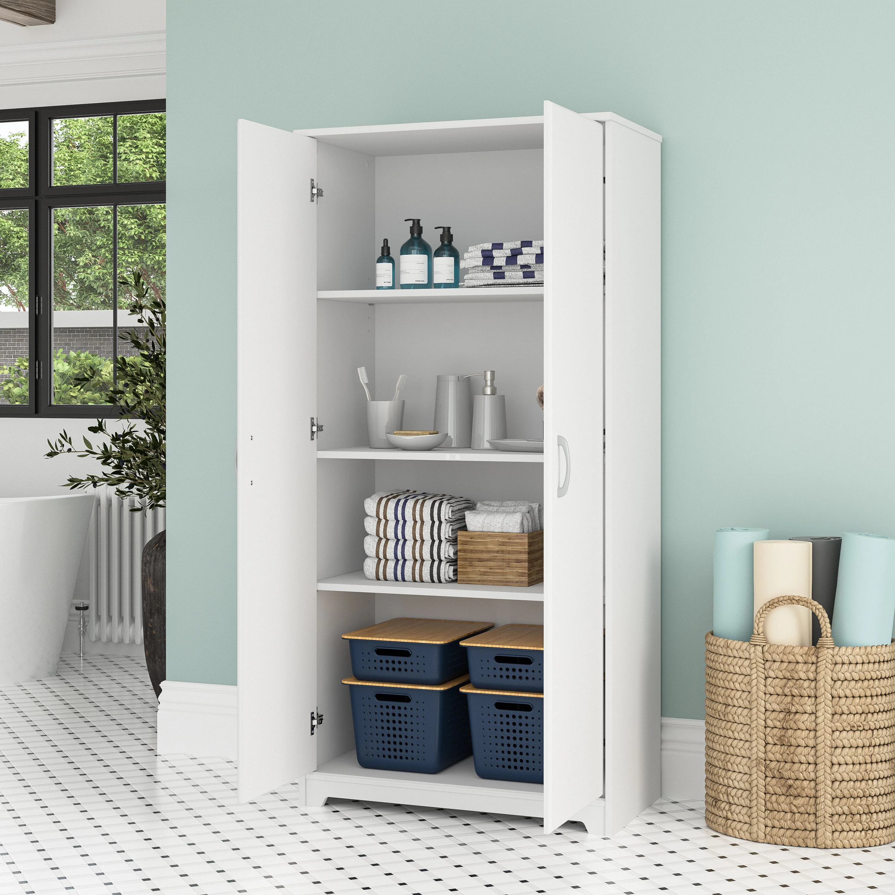 Cabot Tall Storage Cabinet with Doors