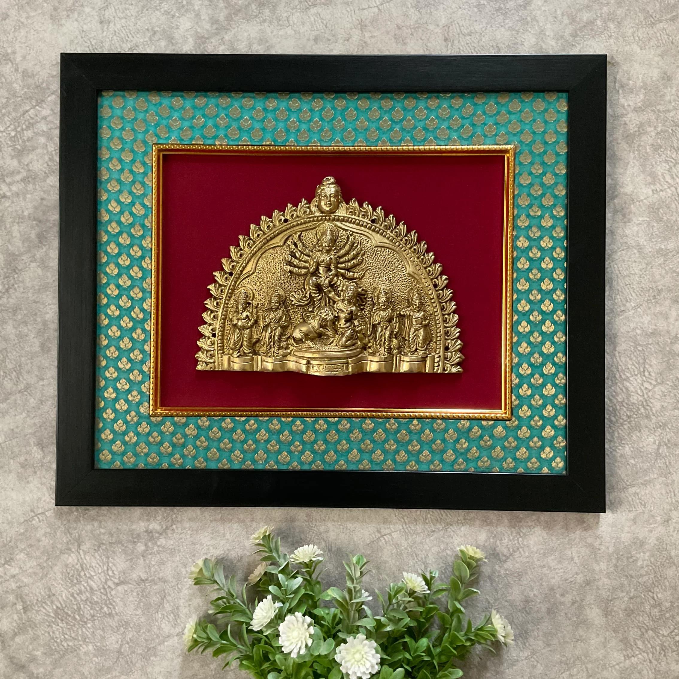Brass Durga Mahishasura Mardini Divine Wall Hanging