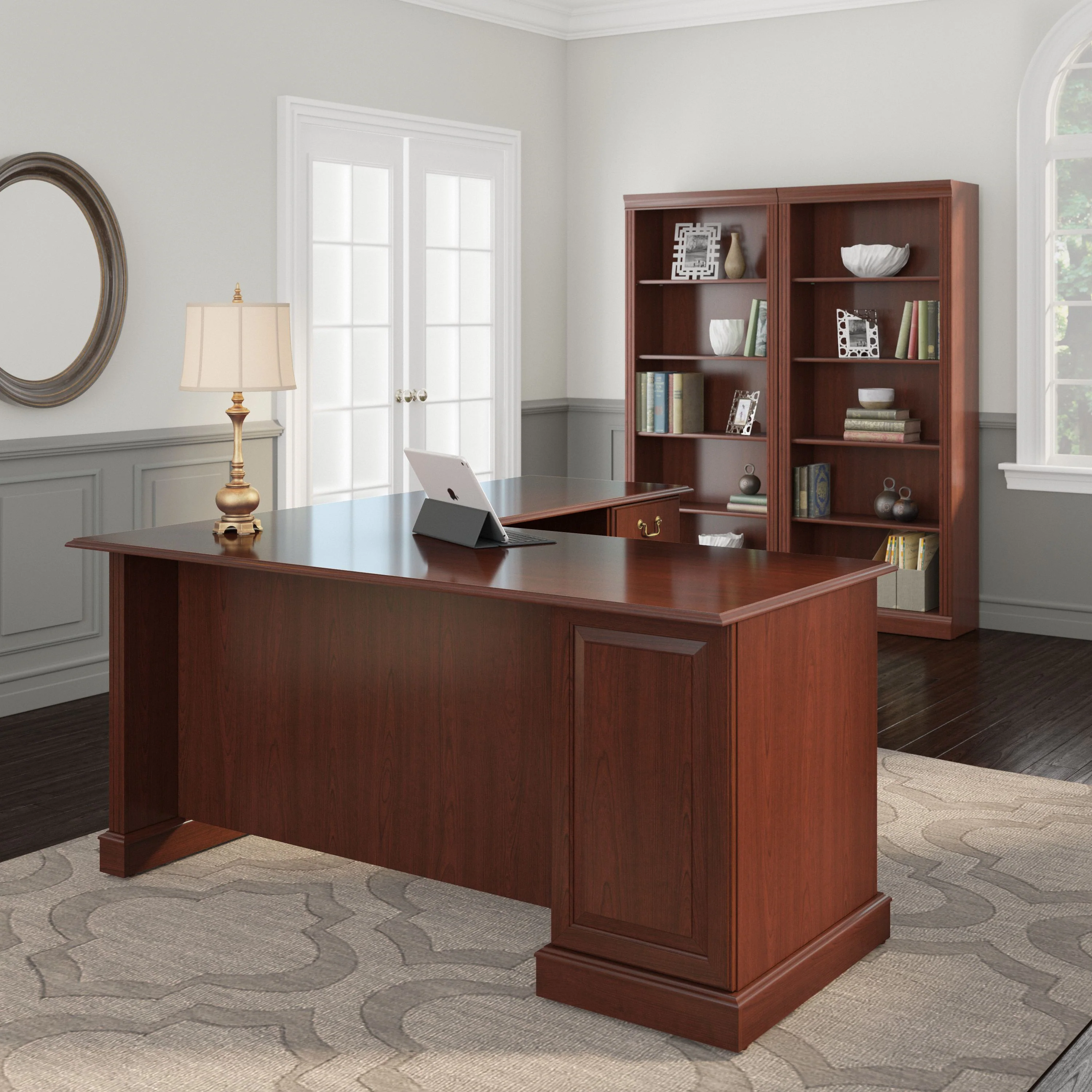 Saratoga L Shaped Computer Desk and Bookcase Set