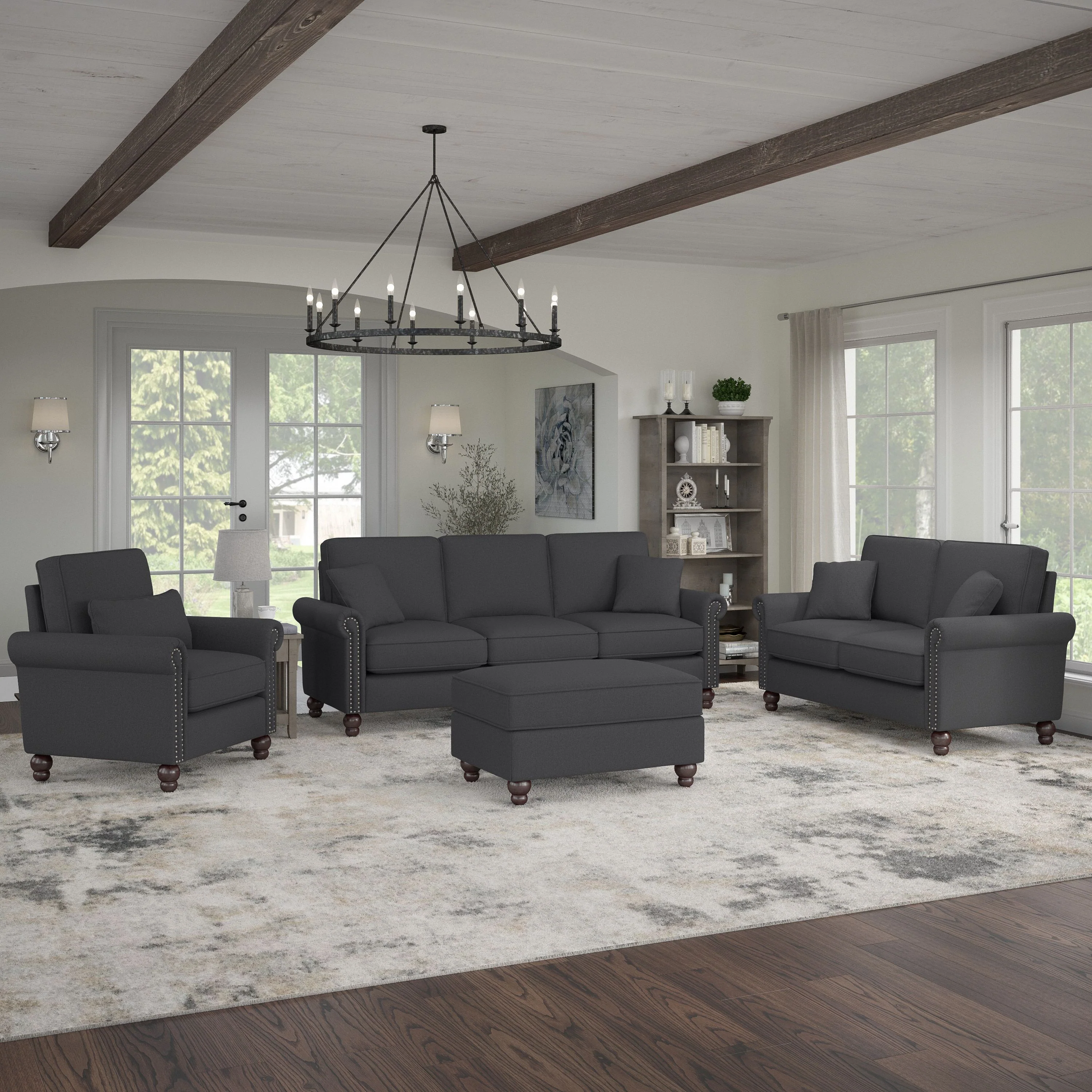Coventry 85W Sofa with Loveseat, Accent Chair, and Ottoman