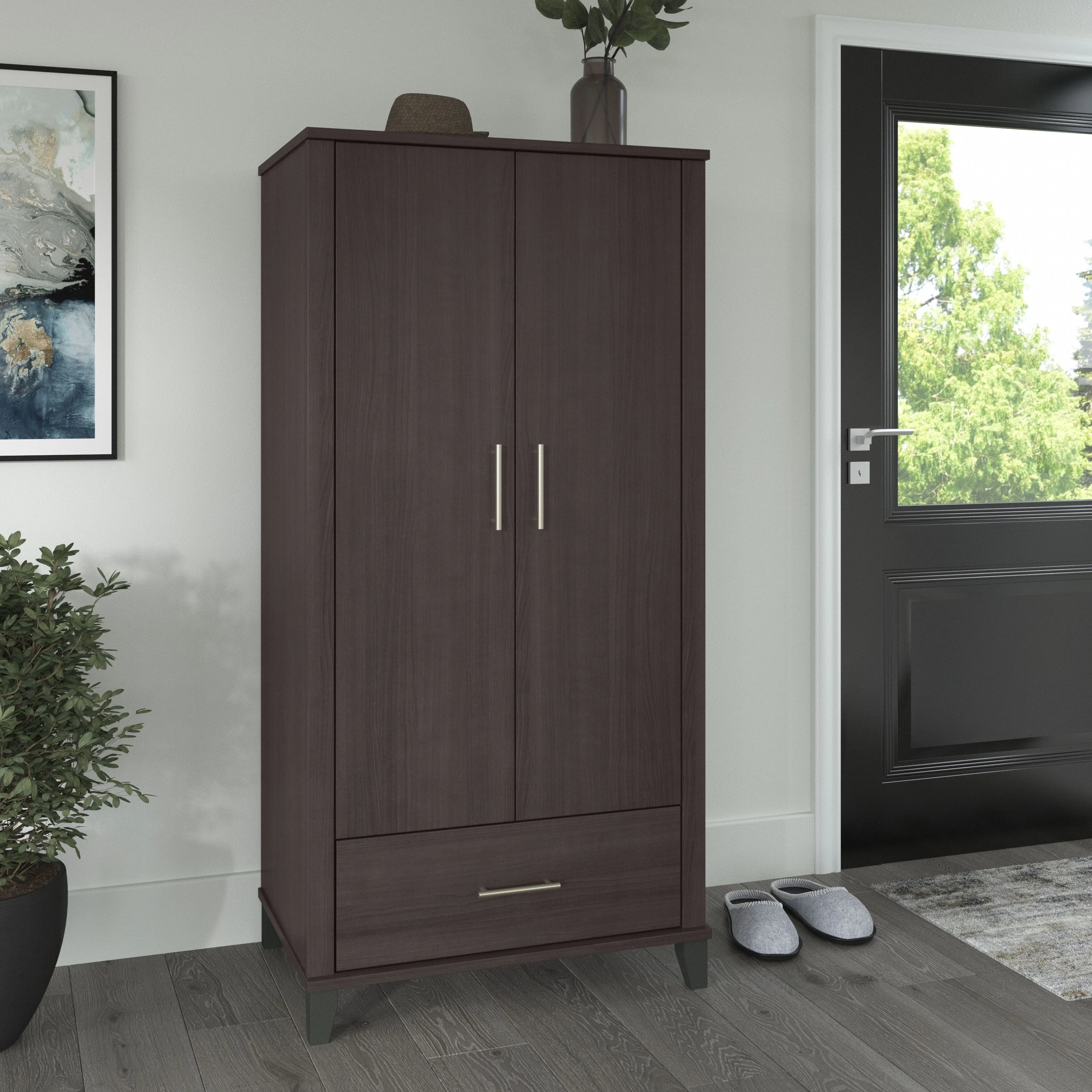 Somerset Tall Entryway Cabinet with Doors and Drawer