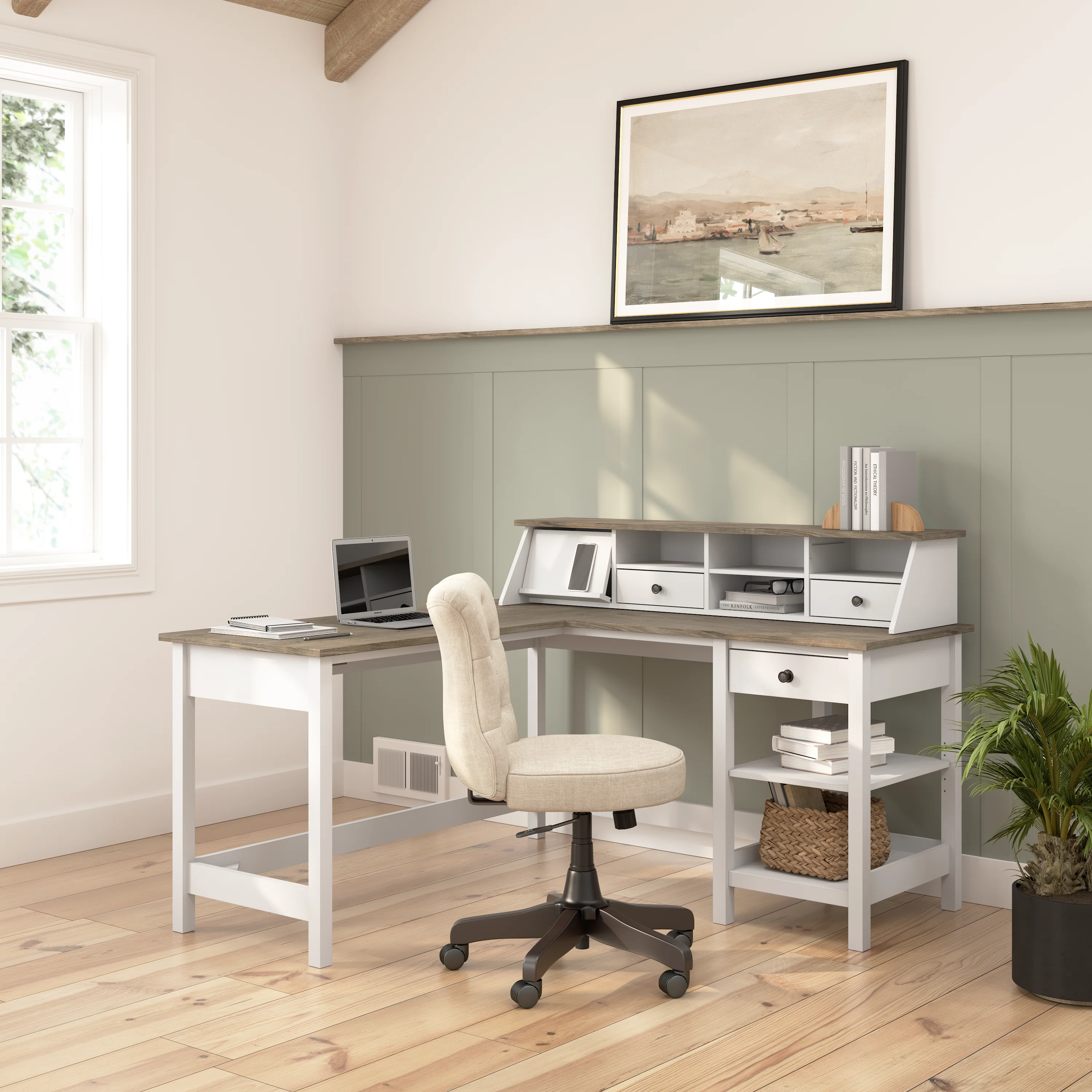 Mayfield 60W L Shaped Computer Desk with Desktop Organizer