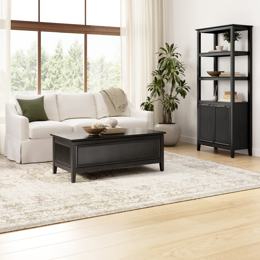 Bush Home Camille Fluted 5 Shelf Bookcase with Doors - Set of 2