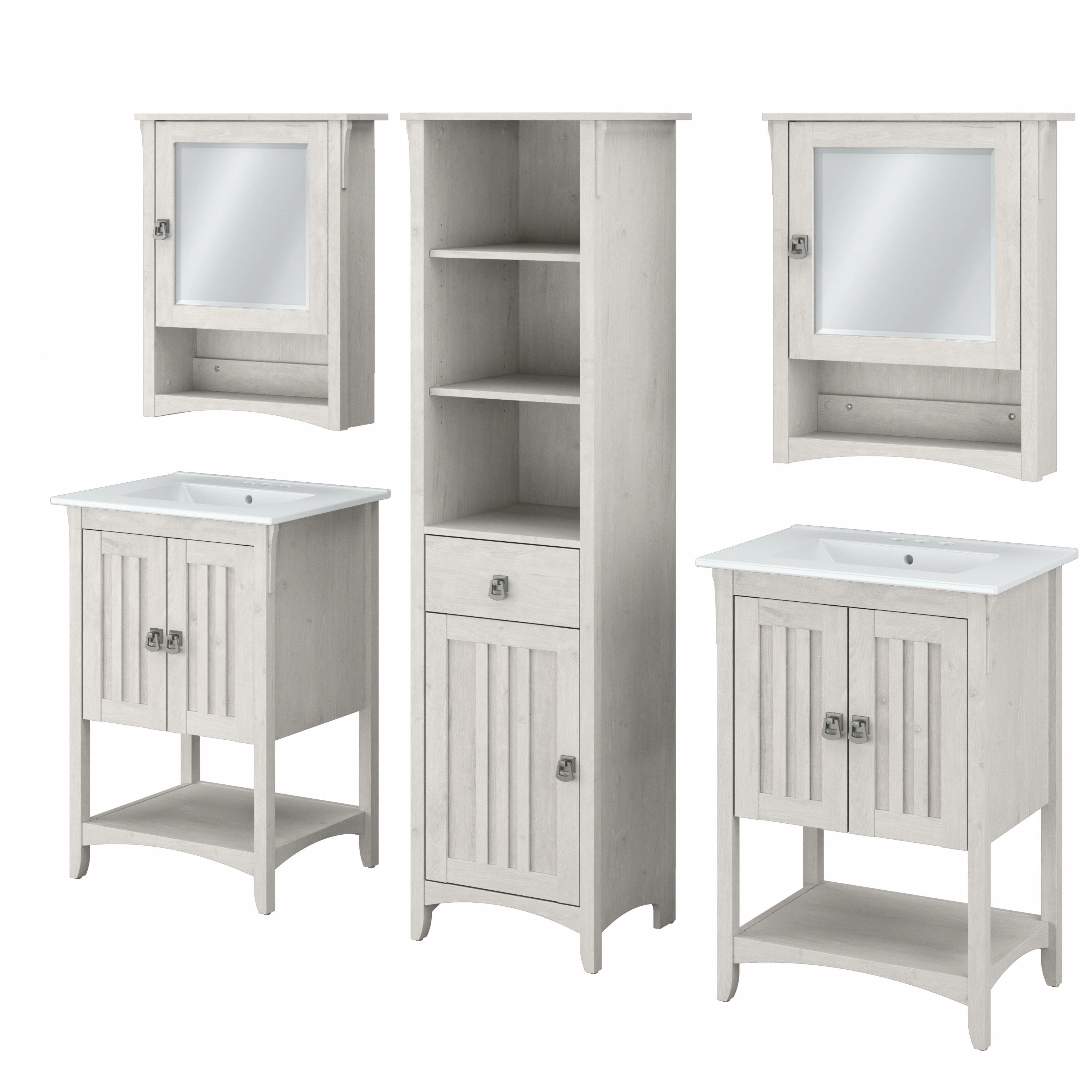 Salinas 48W Double Vanity Set with Sinks, Medicine Cabinets and Linen Tower