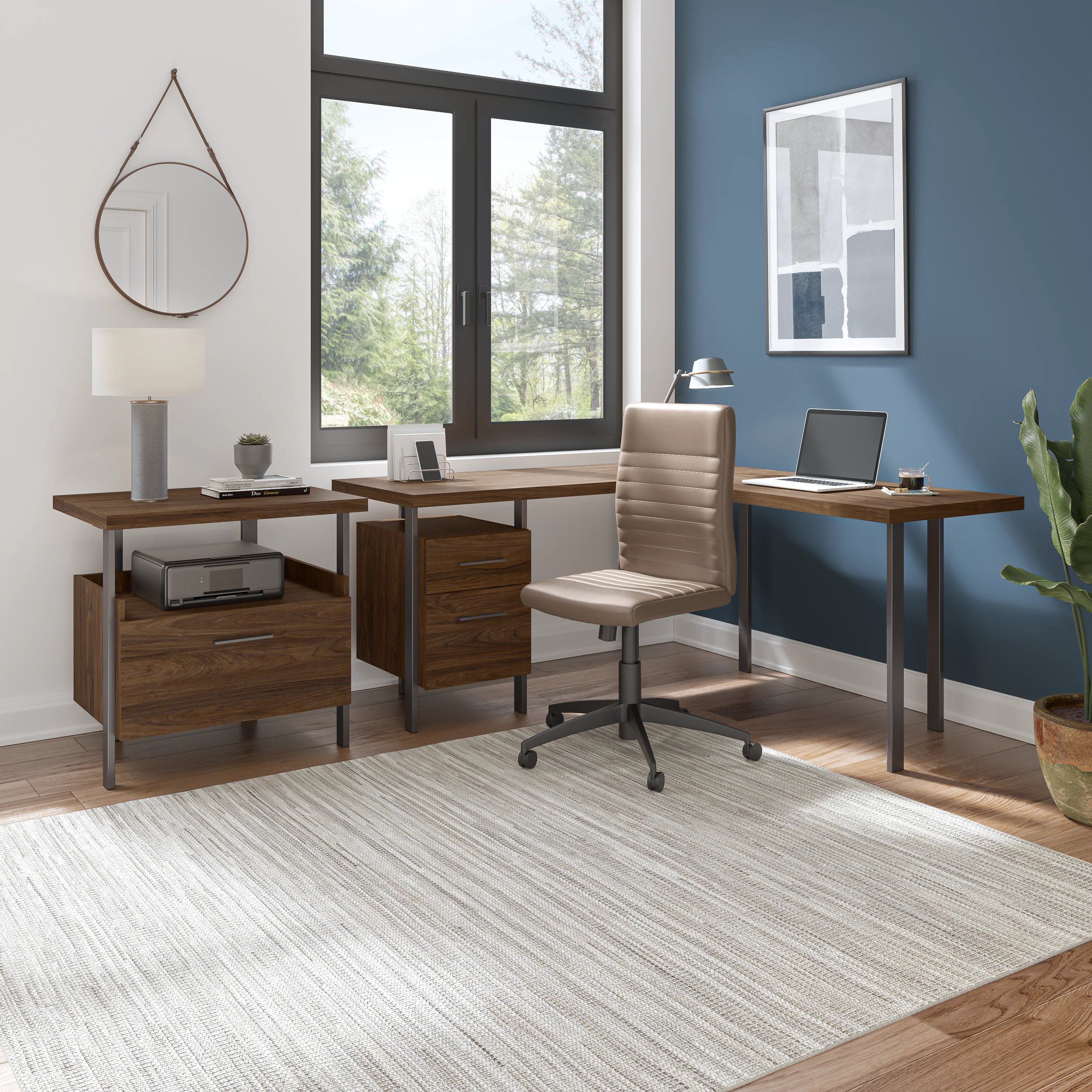 Architect 60W L Shaped Desk with Lateral File Cabinet
