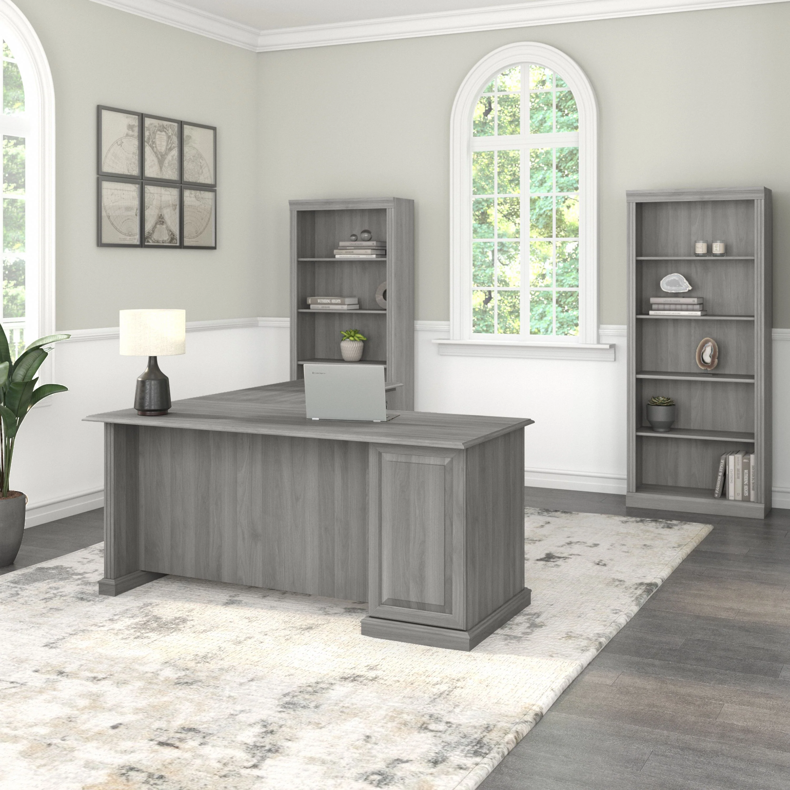 Saratoga L Shaped Computer Desk and Bookcase Set