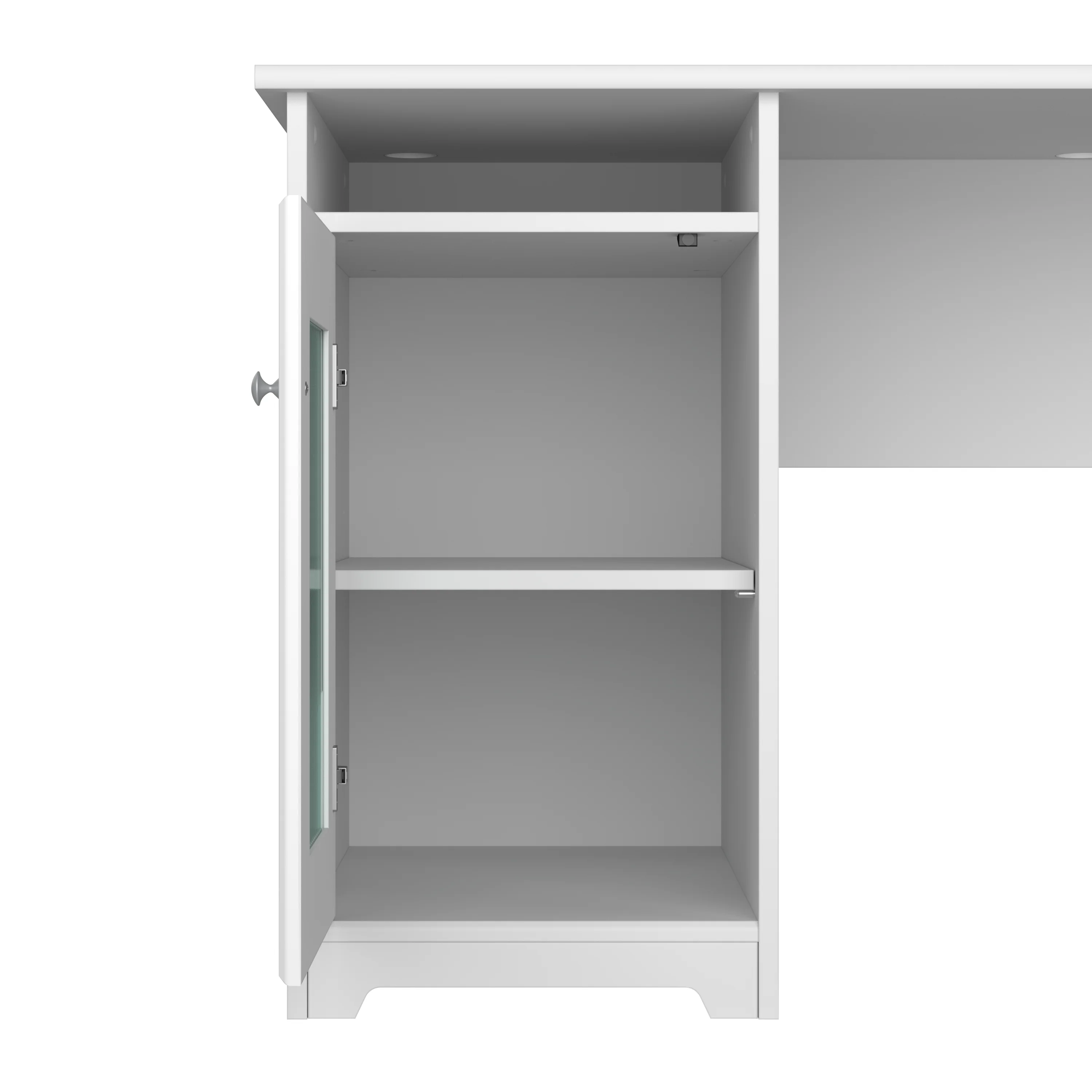 60W L Desk, Hutch, and 2 Door Tall Storage