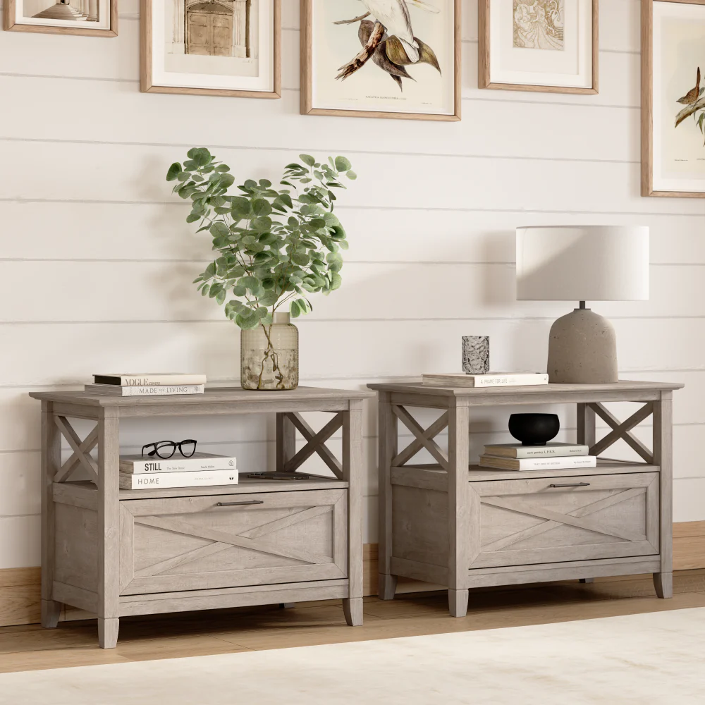 Bush Home Key West 32W Nightstand with Drawer - Set of 2