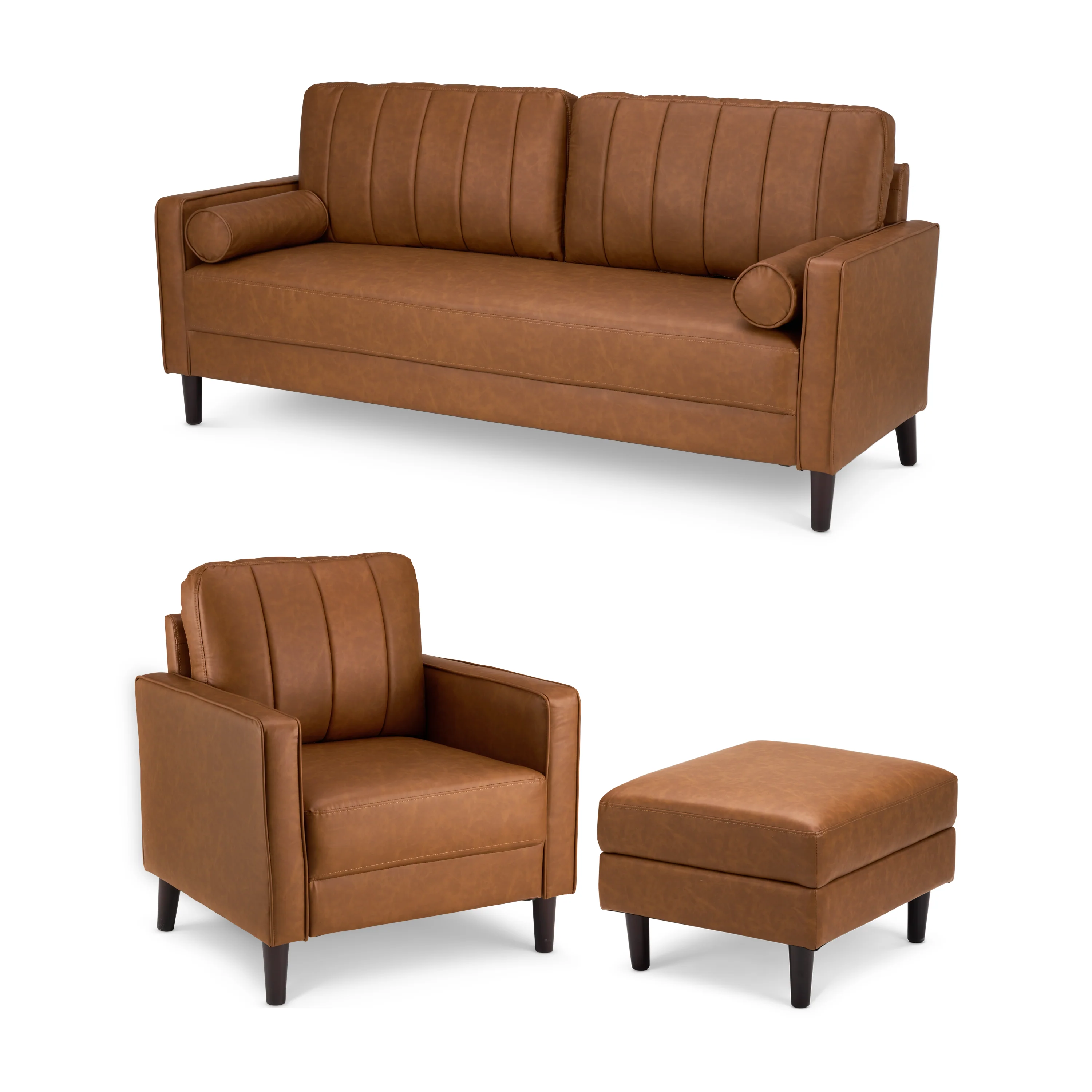 Bush Home Max 77W Sofa, 32W Accent Chair, and Storage Ottoman