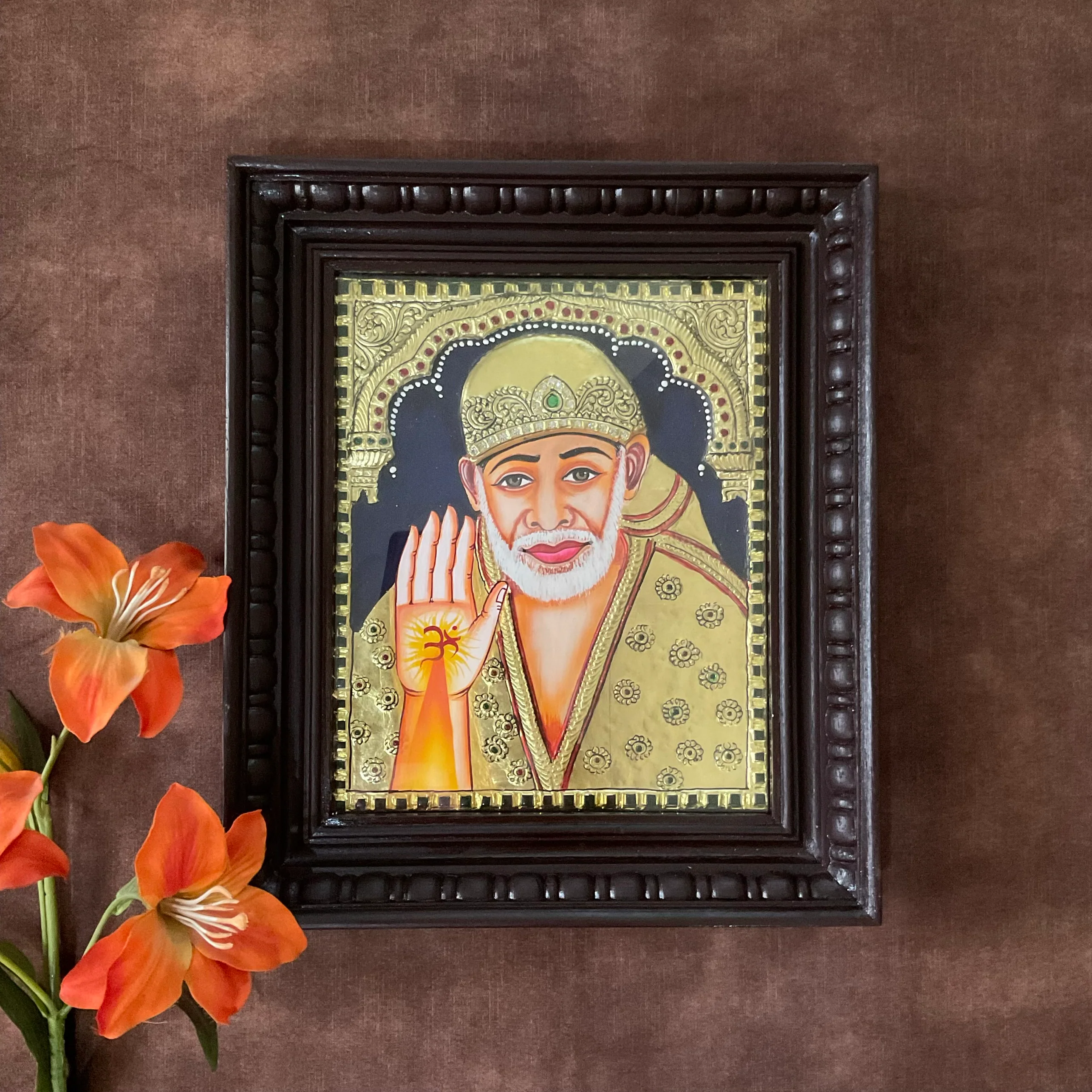 Sai Baba Tanjore Painting - Traditional Wall Art