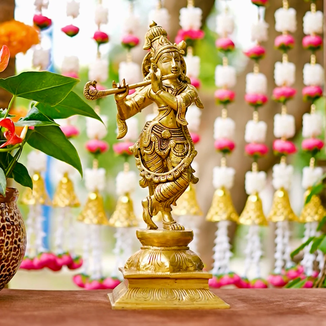 Krishna Statue Brass, Idol Murti For Pooja Mandir