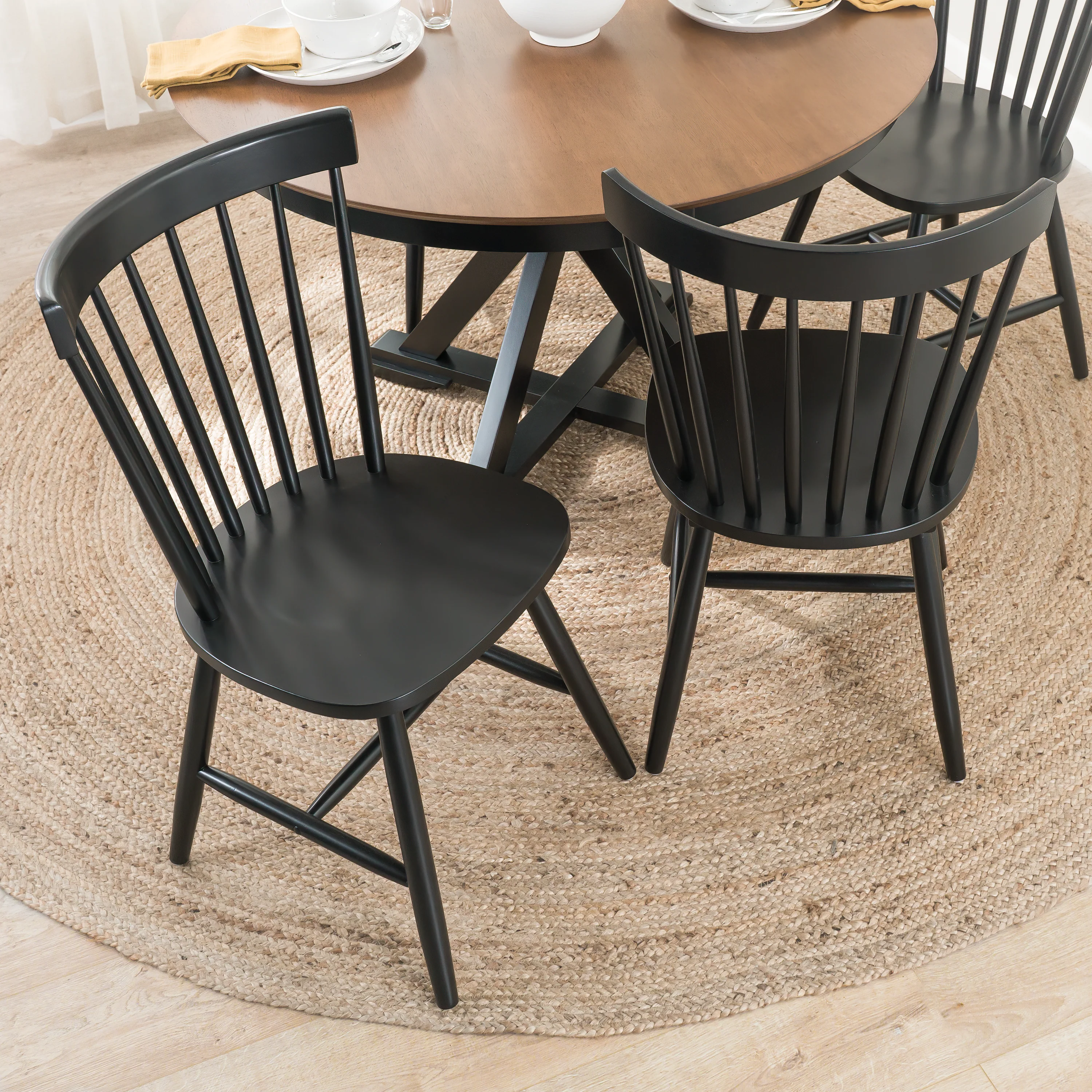 Windsor High Back Spindle Dining Chairs - Set of 2