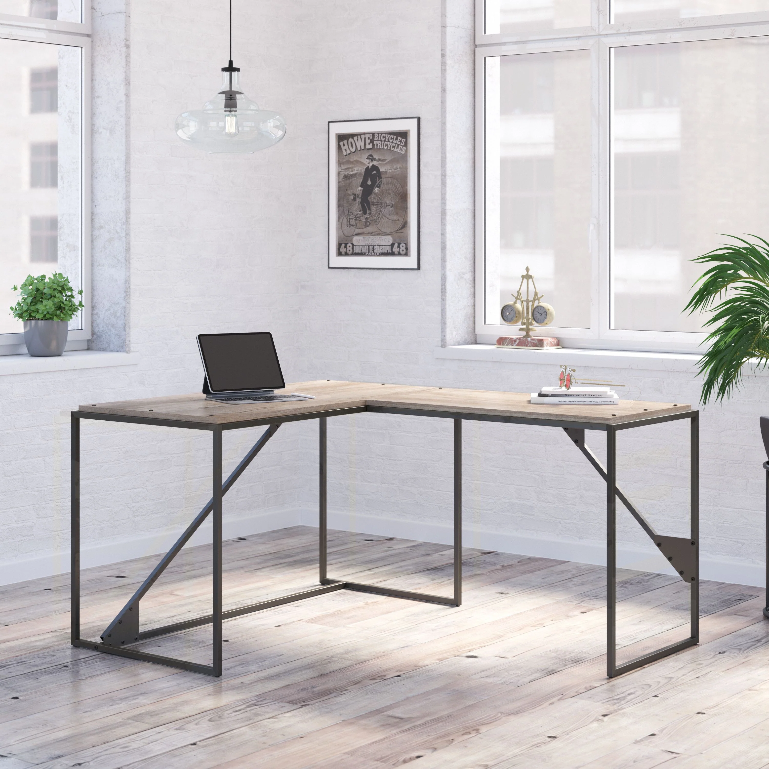 Refinery 50W L Shaped Industrial Desk