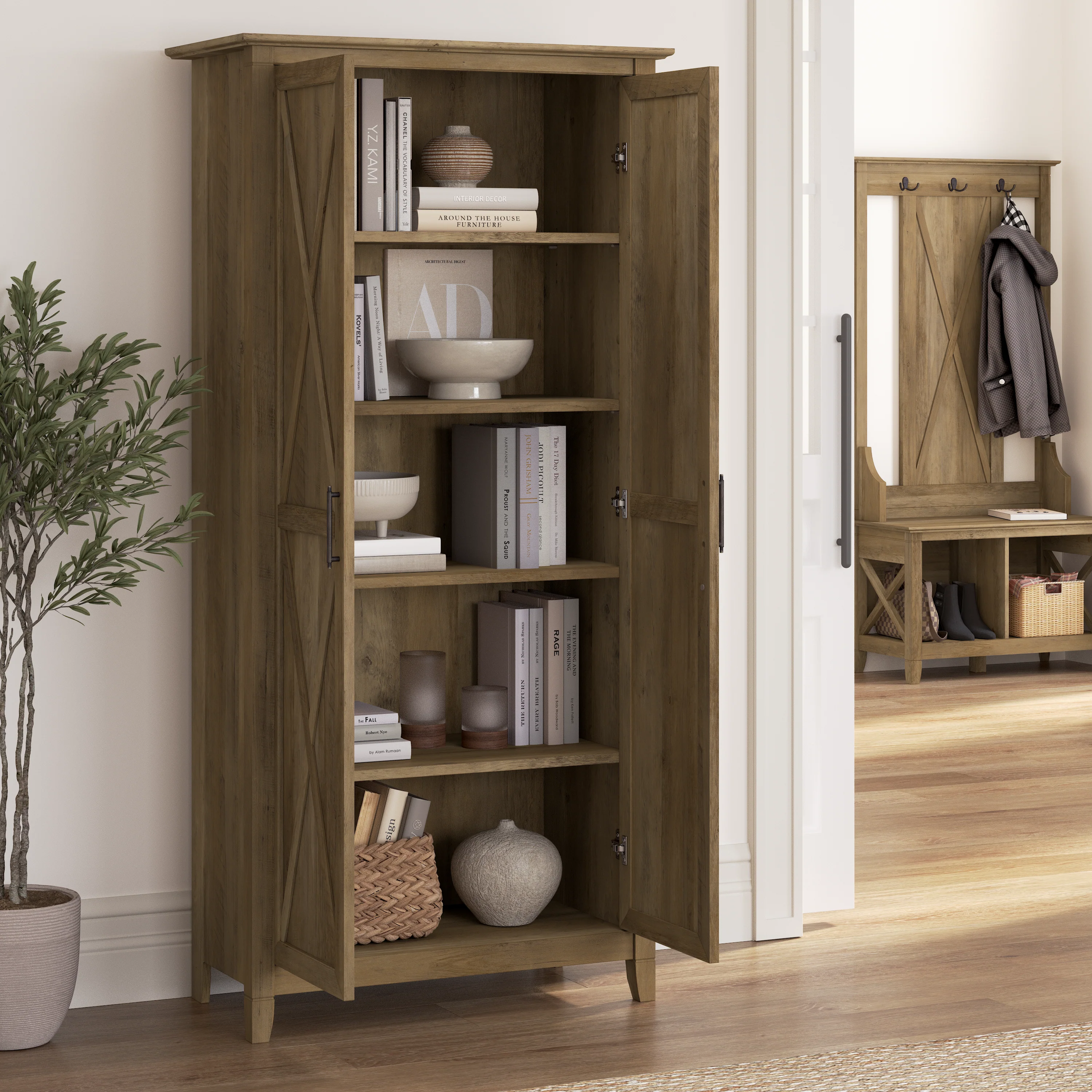 Key West Tall Storage Cabinet with Doors and Shelves