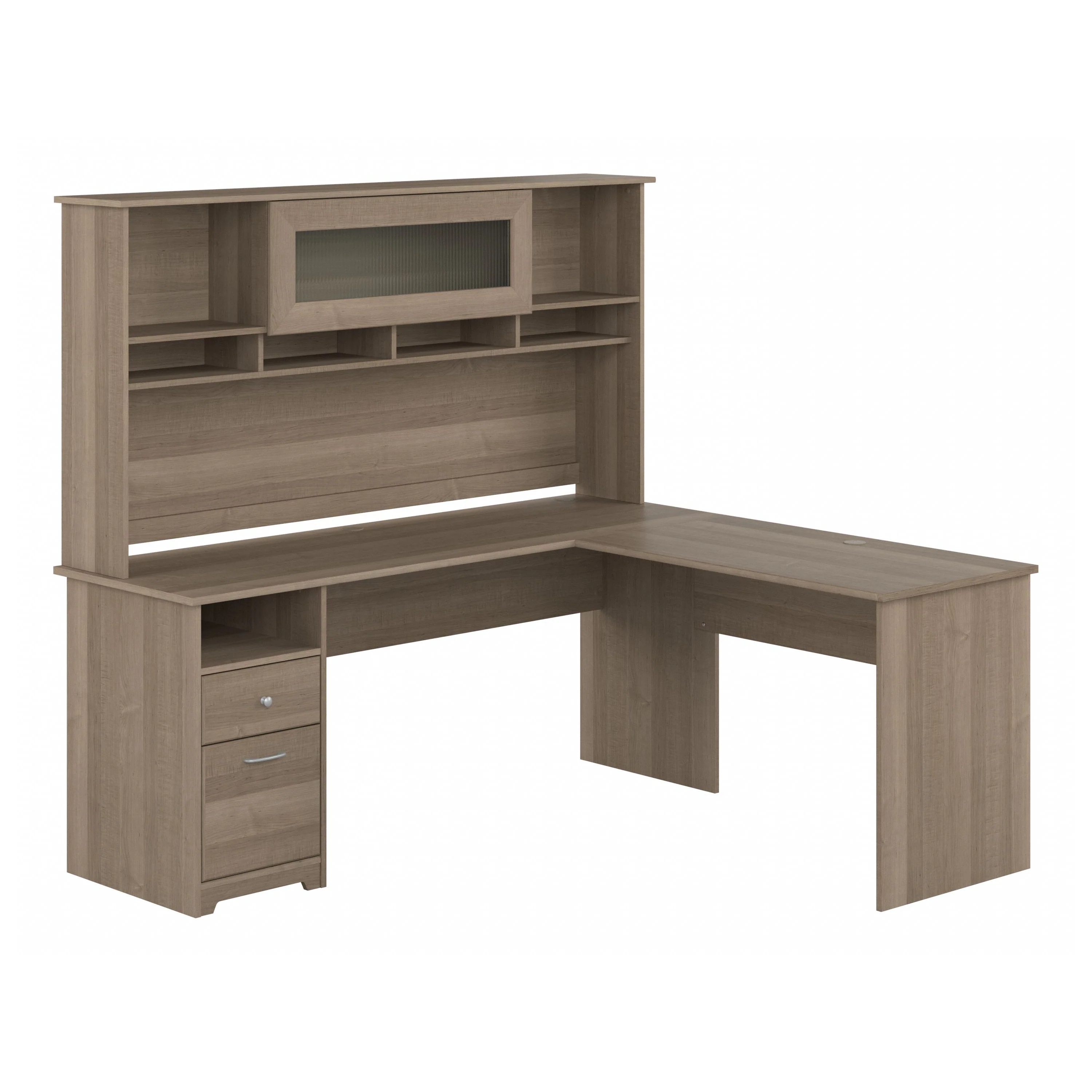 Cabot 72W L Shaped Computer Desk with Hutch and Drawers