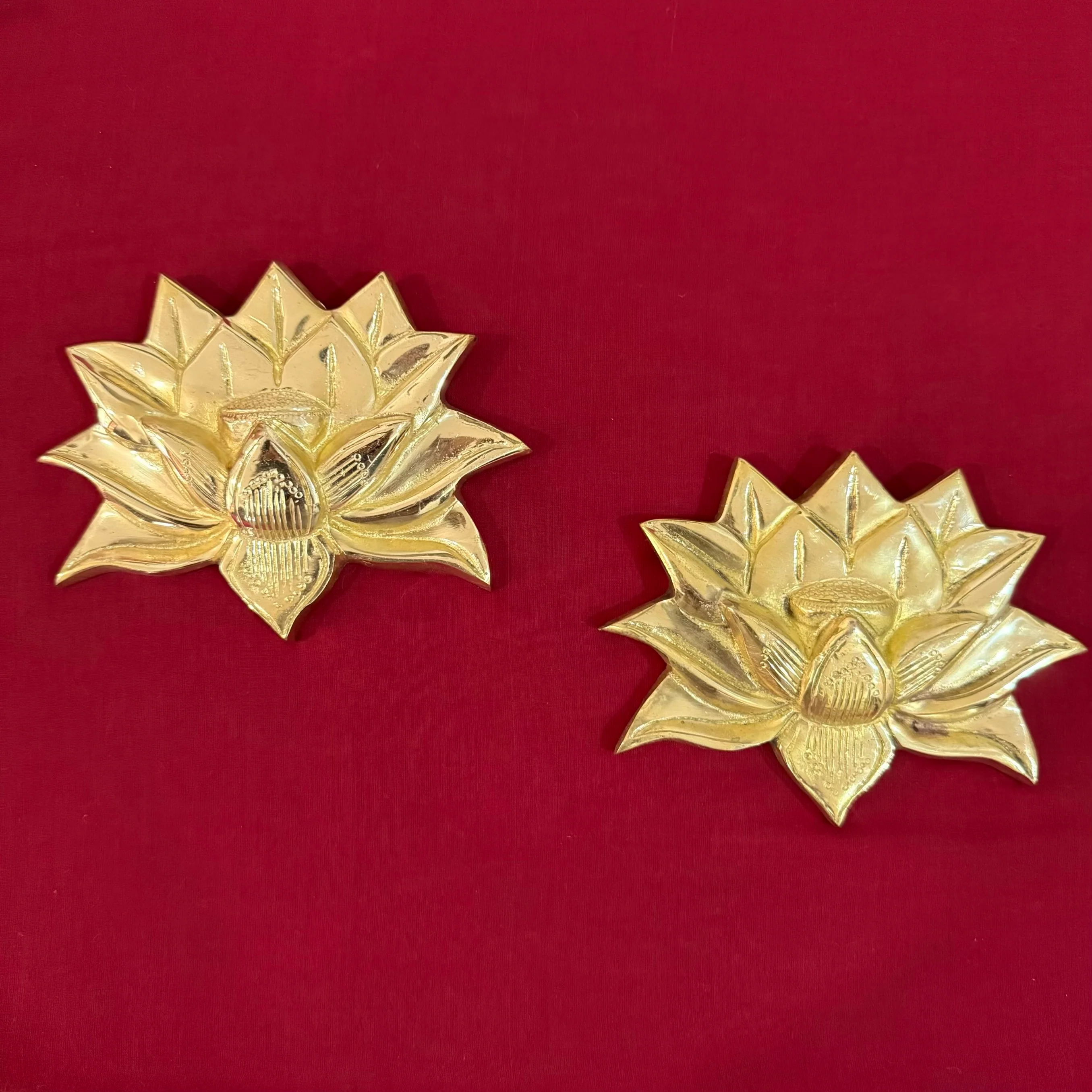 Brass Ganesha Lotus Wall Hanging (Set of 3)