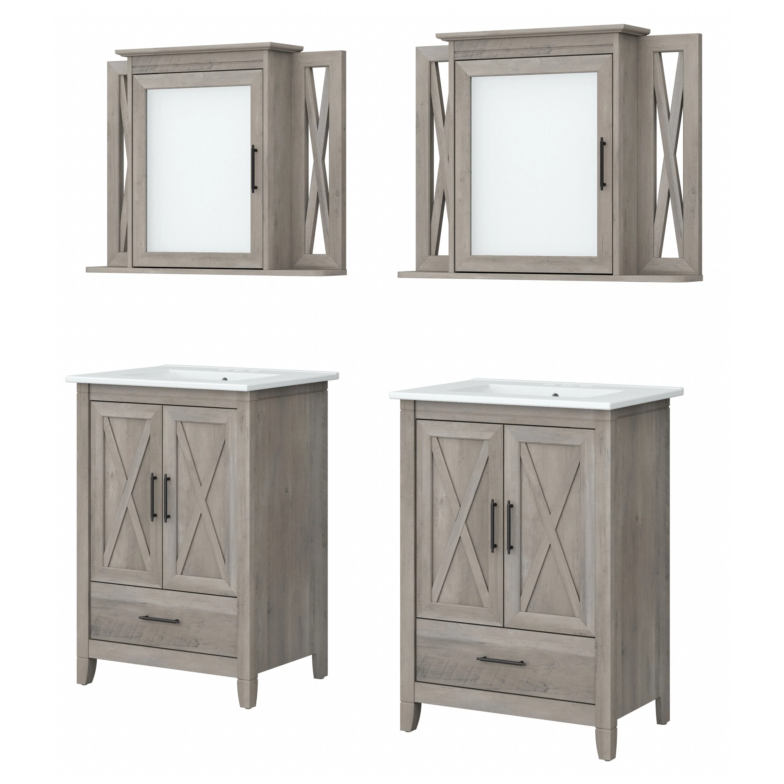 Key West 48W Double Vanity Set with Sinks and Medicine Cabinets