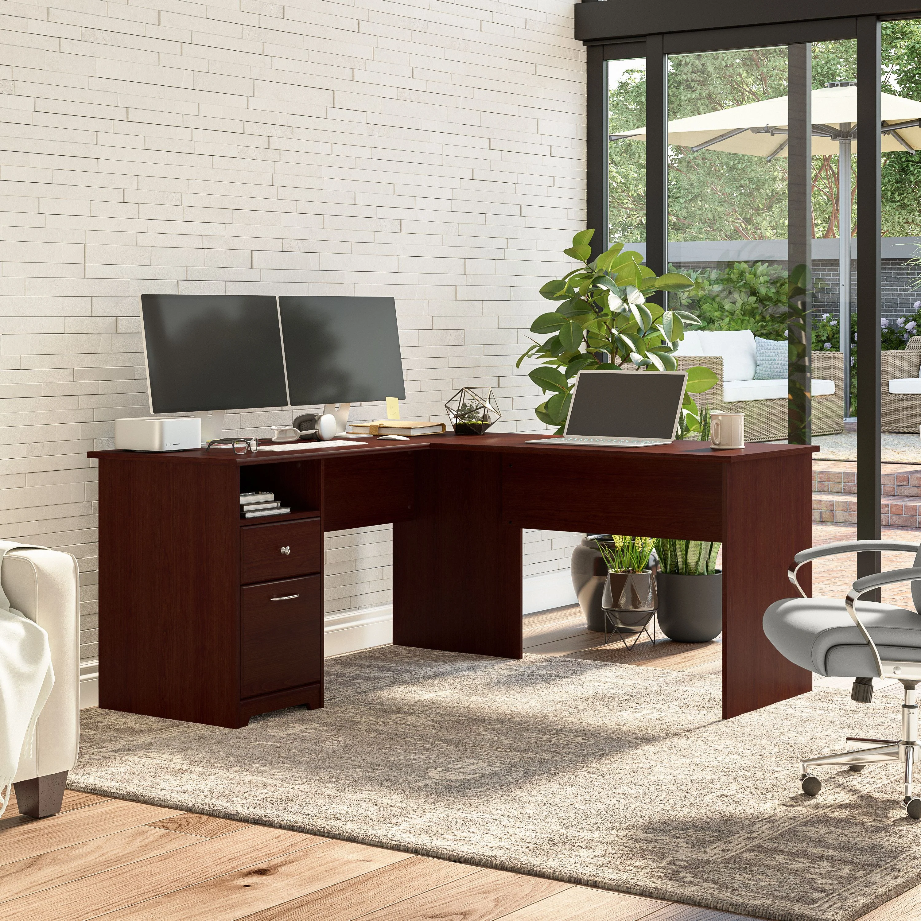 Cabot 60W L Shaped Computer Desk with Drawers