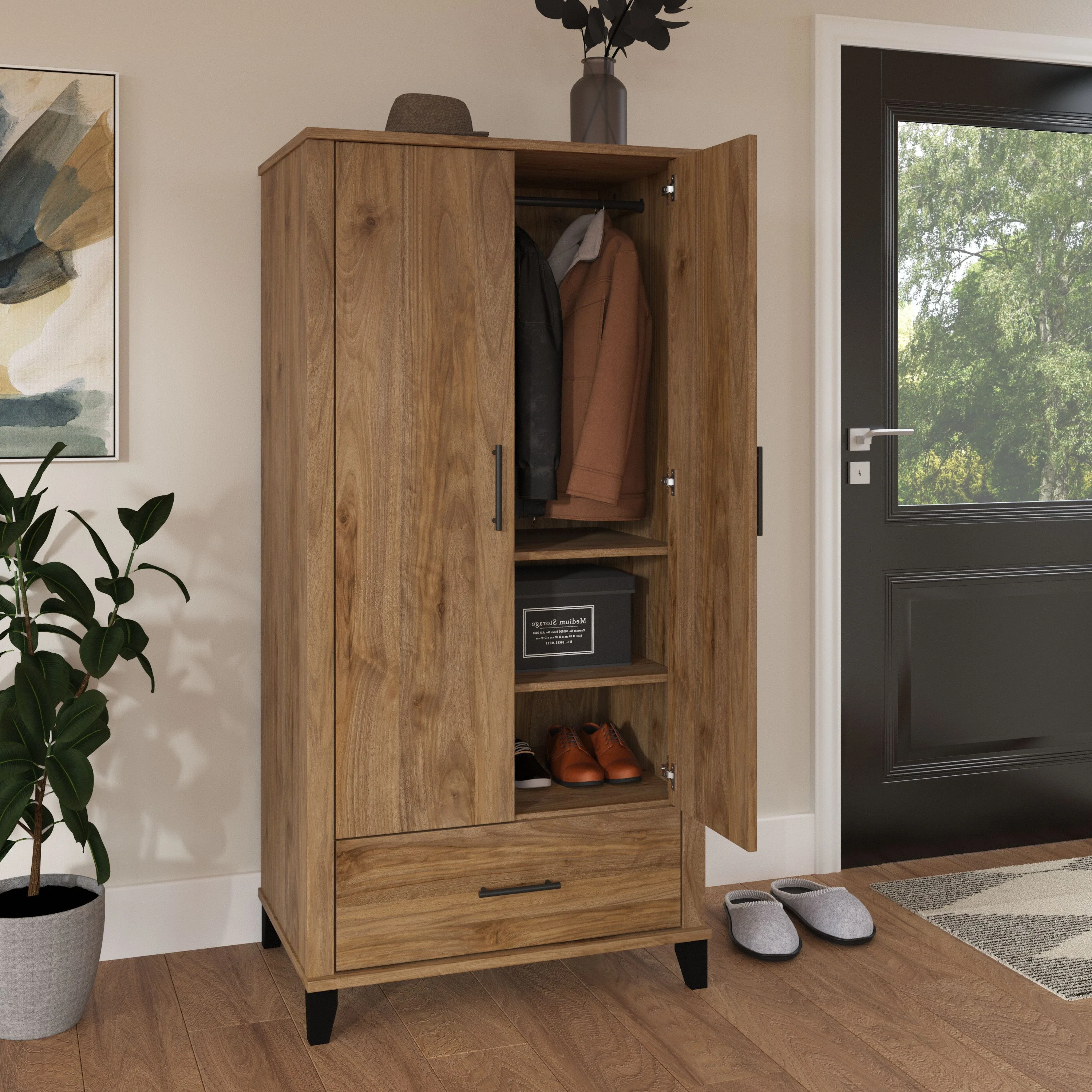 Somerset Tall Entryway Cabinet with Doors and Drawer