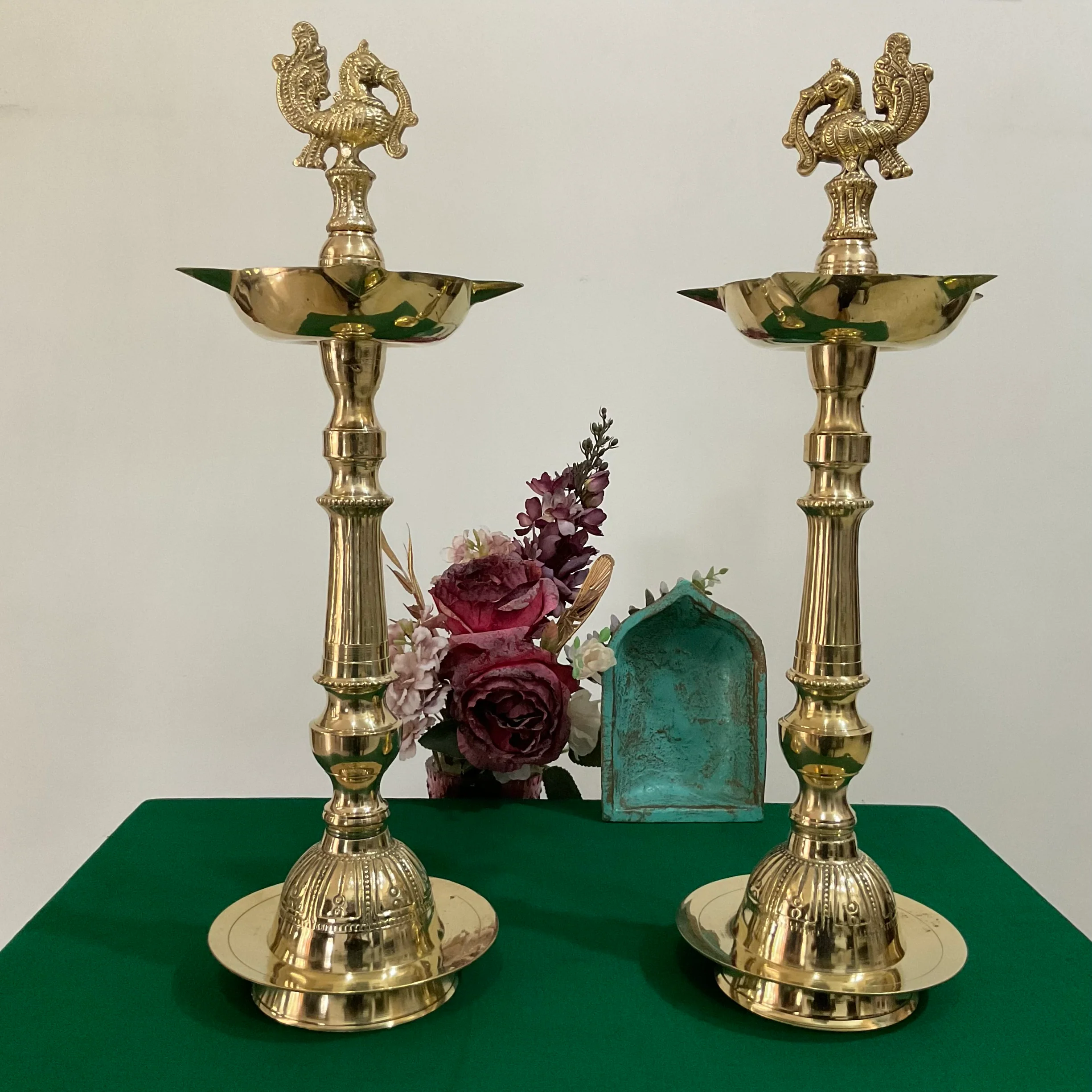 18” Annapakshi Nilavilakku (Set of 2) - Handmade Brass lamp - Decorative Decor