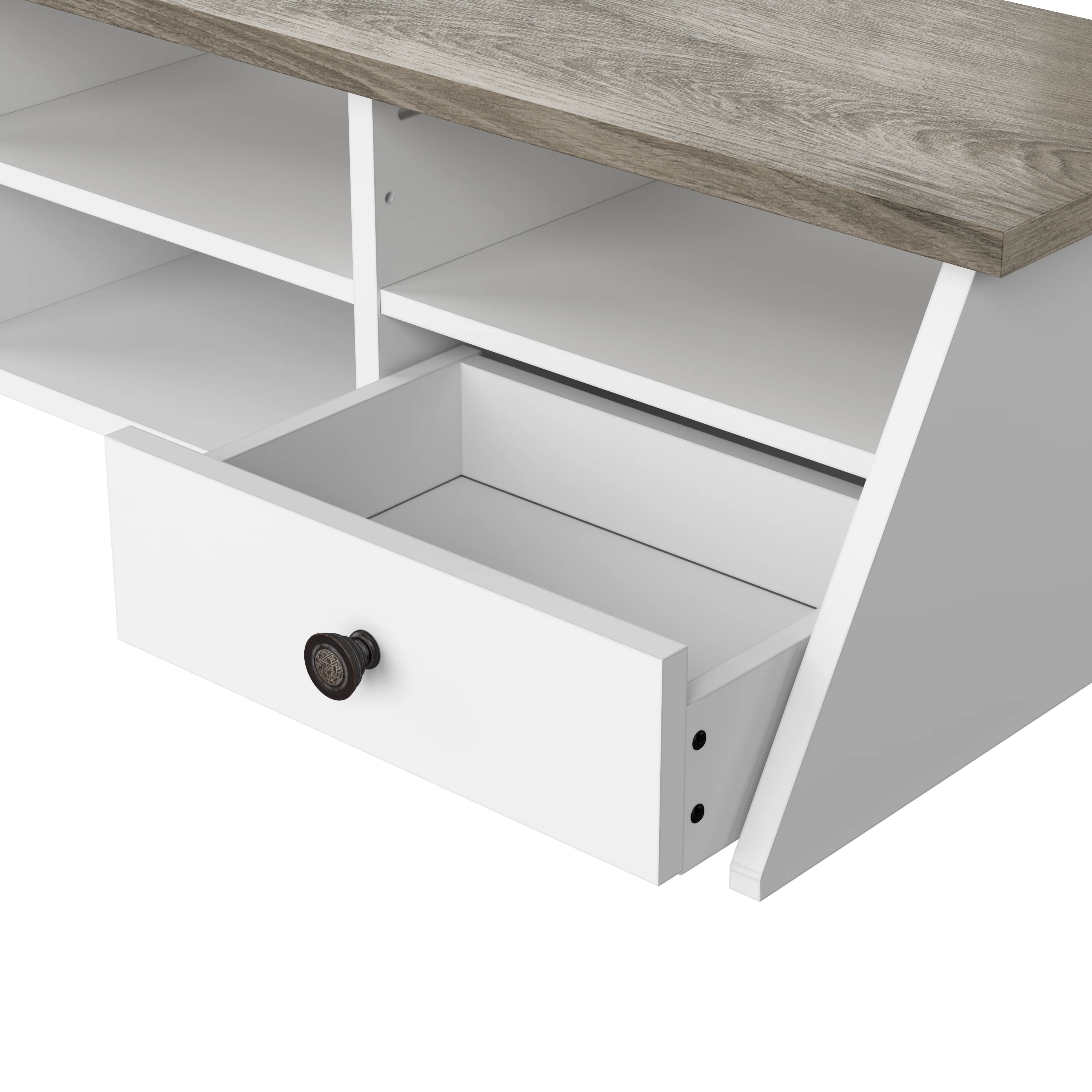 Mayfield 60W L Shaped Computer Desk with Desktop Organizer and 6 Cube Bookcase