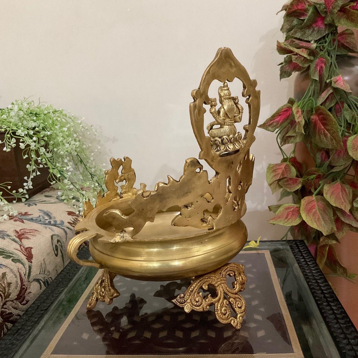 Decorative Brass Urli Bowl With Goddess Lakshmi