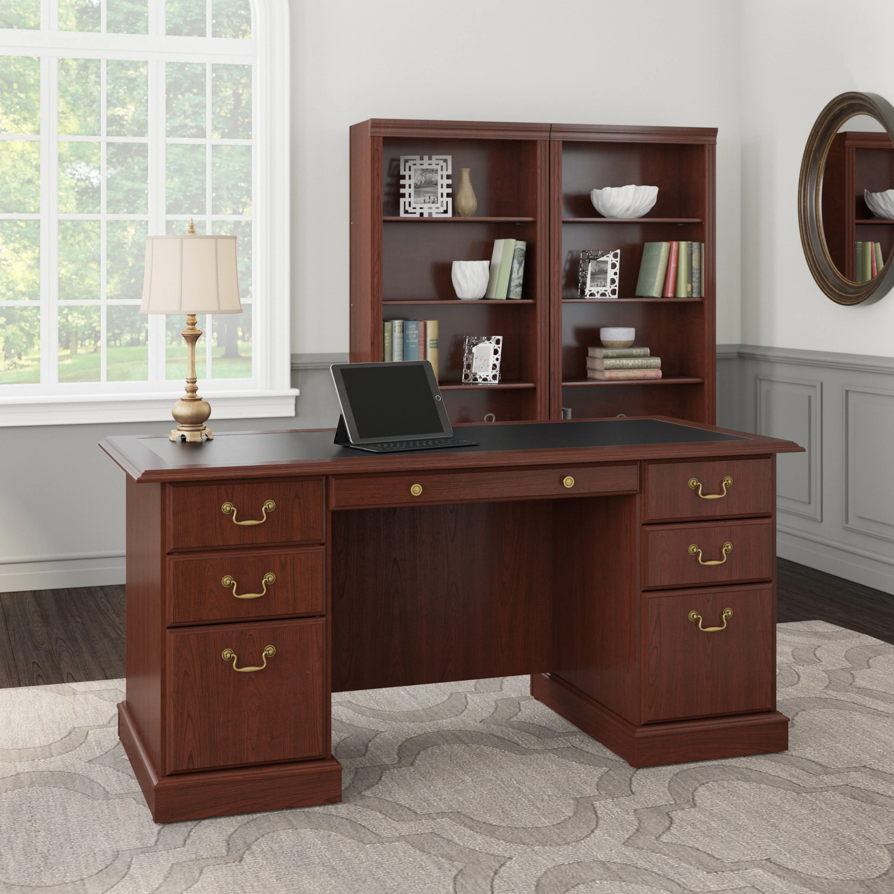 Saratoga Executive Desk and Bookcase Set