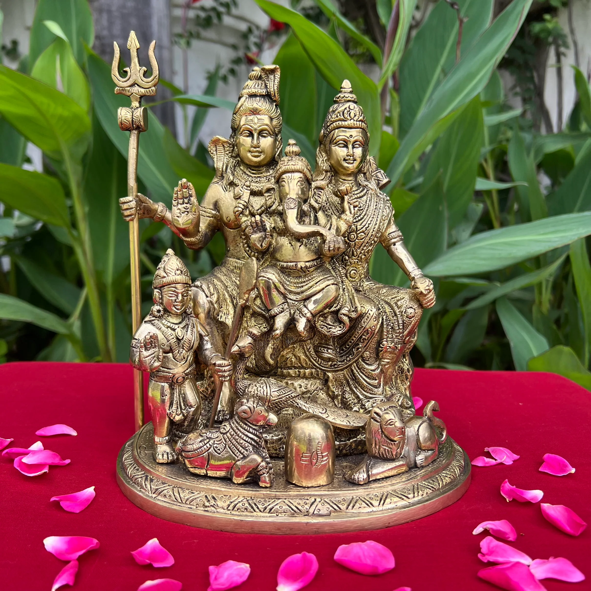 Shiv Parivar Brass Idol -  Hindu God Statue - Decorative Murti