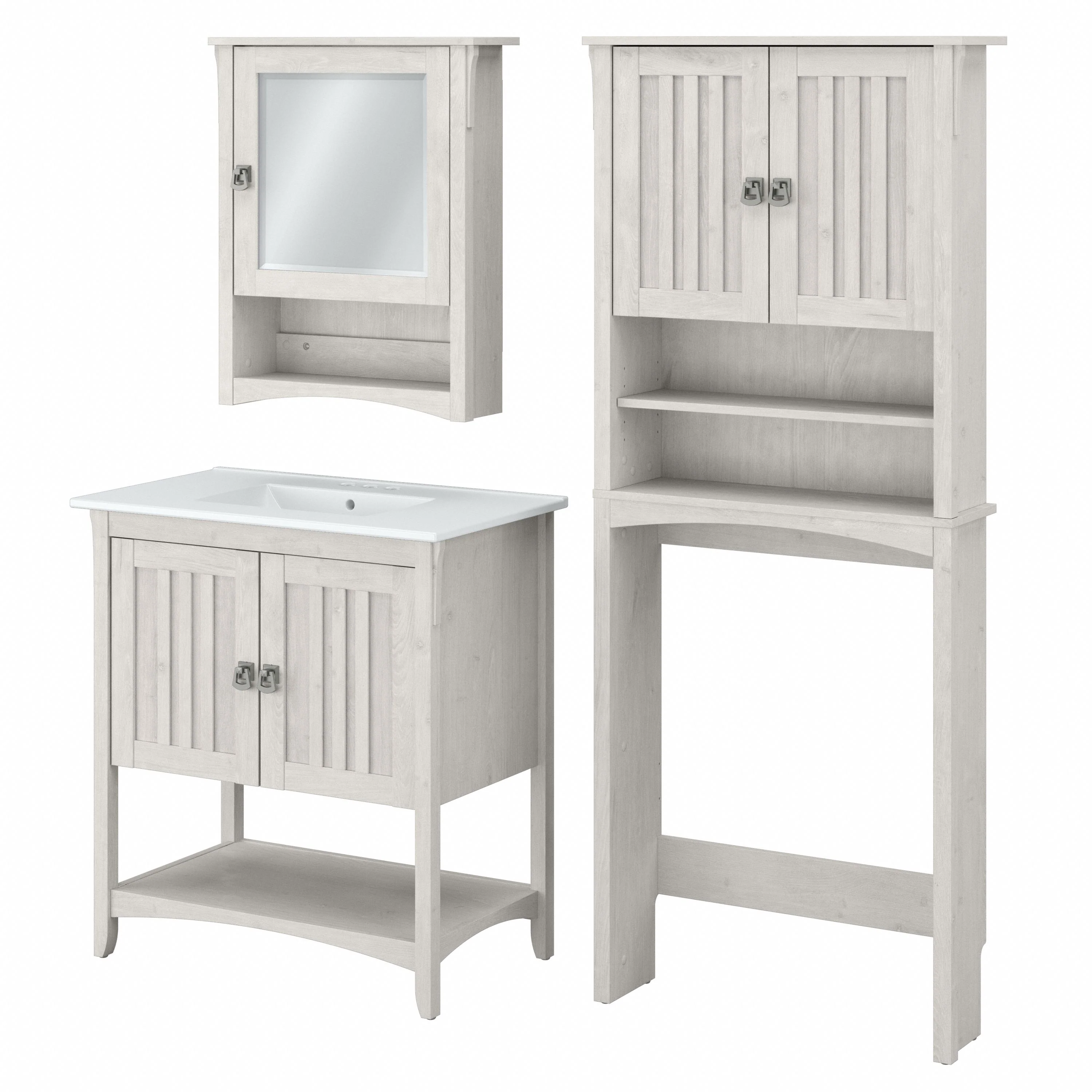 Salinas 32W Bathroom Vanity Sink with Mirror and Over The Toilet Storage Cabinet