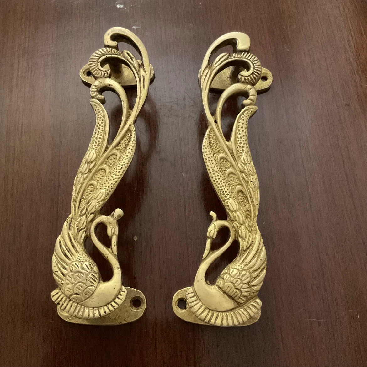 Brass Peacock Door Handle (Set of 2) - Home Decor