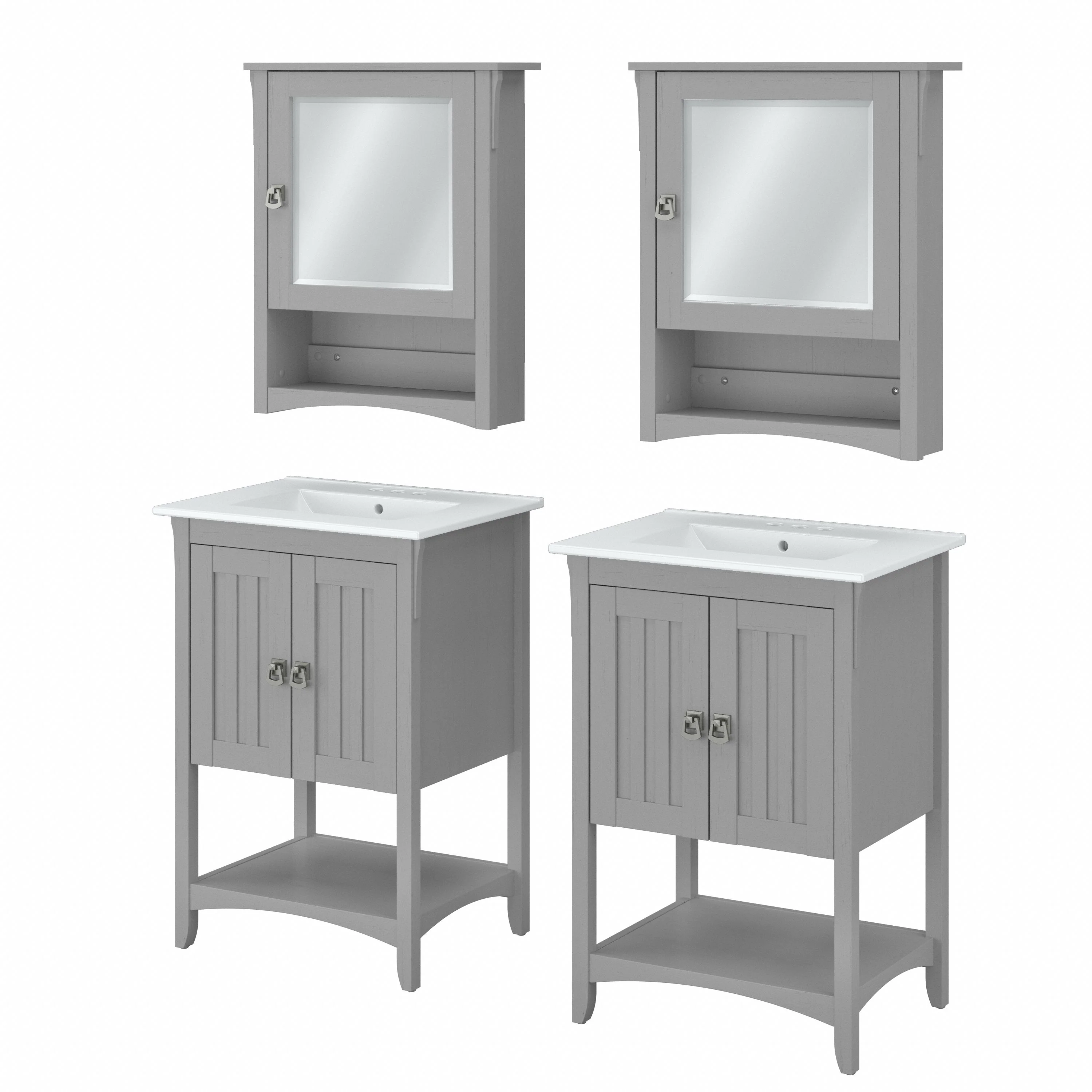 Salinas 48W Double Vanity Set with Sinks and Medicine Cabinets