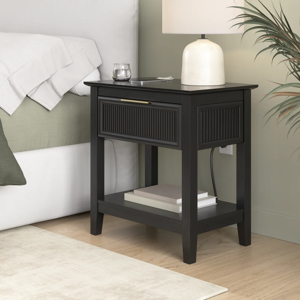 Bush Home Camille Fluted Nightstand with Drawer