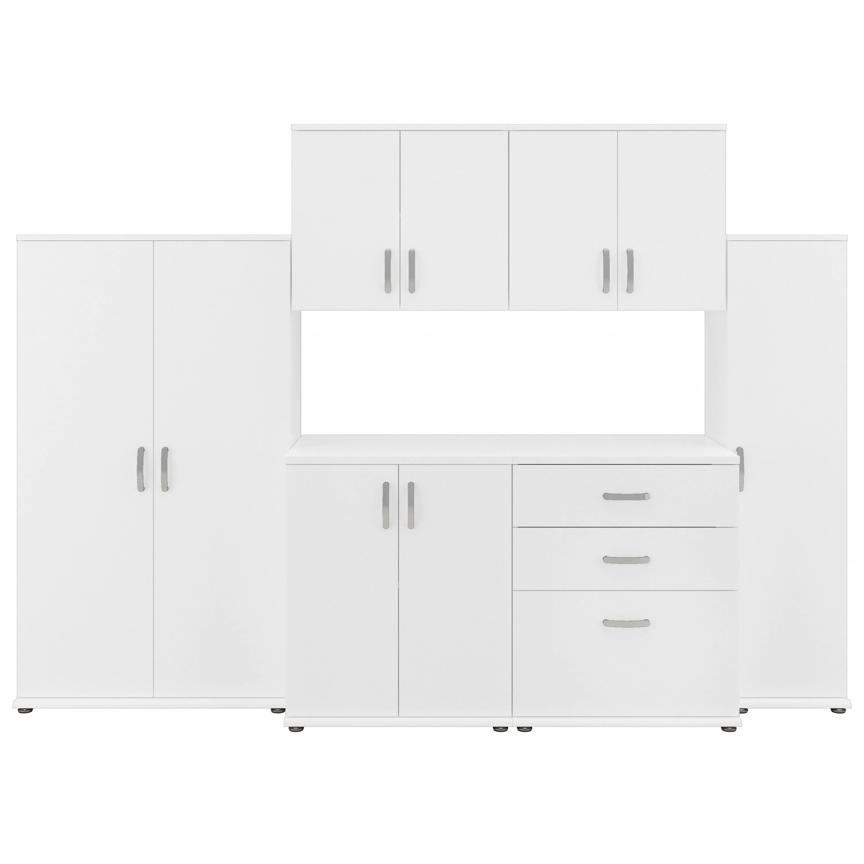 Universal 6 Piece Modular Closet Storage Set with Floor and Wall Cabinets