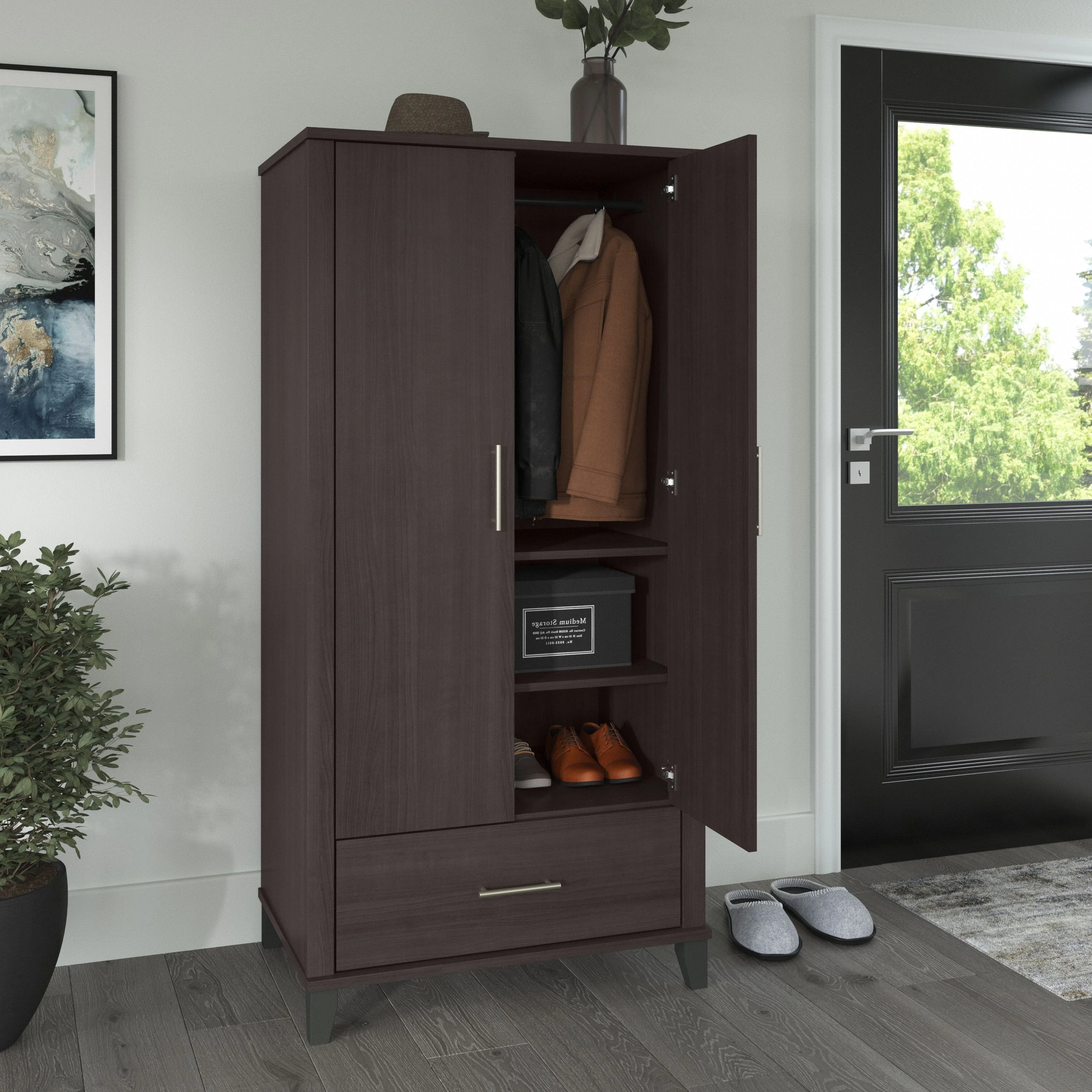 Somerset Tall Entryway Cabinet with Doors and Drawer