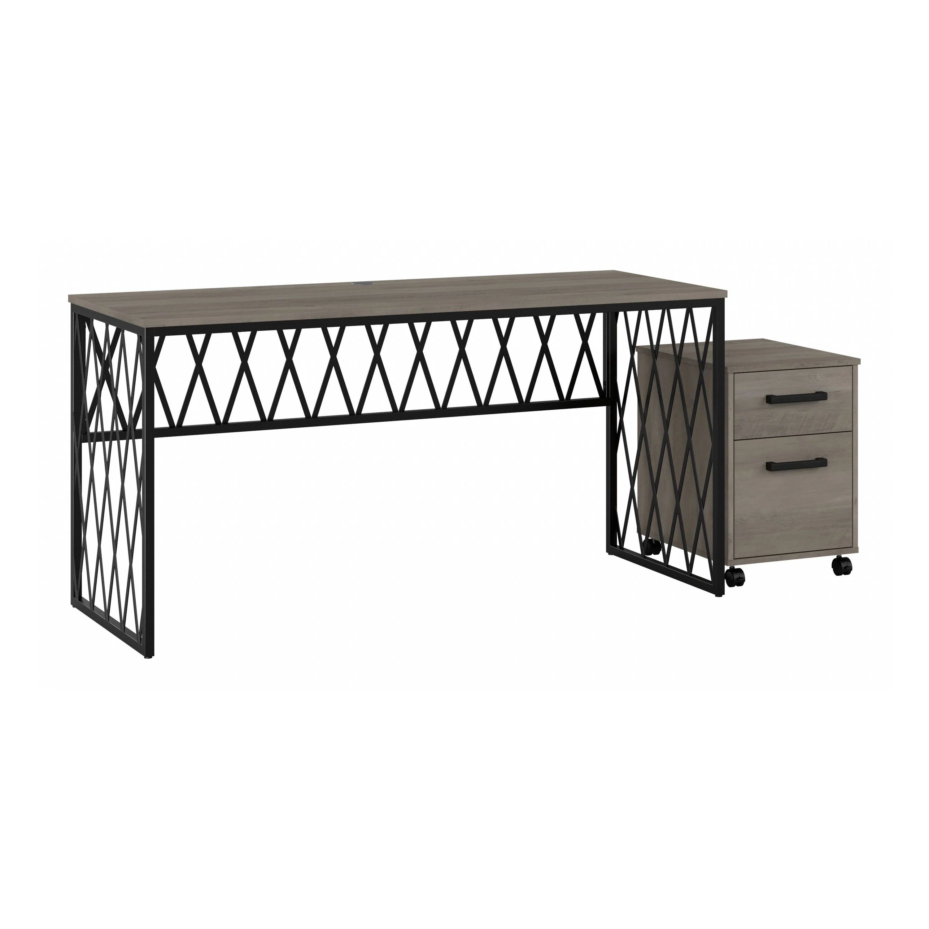 City Park 60W Industrial Writing Desk with Mobile File Cabinet
