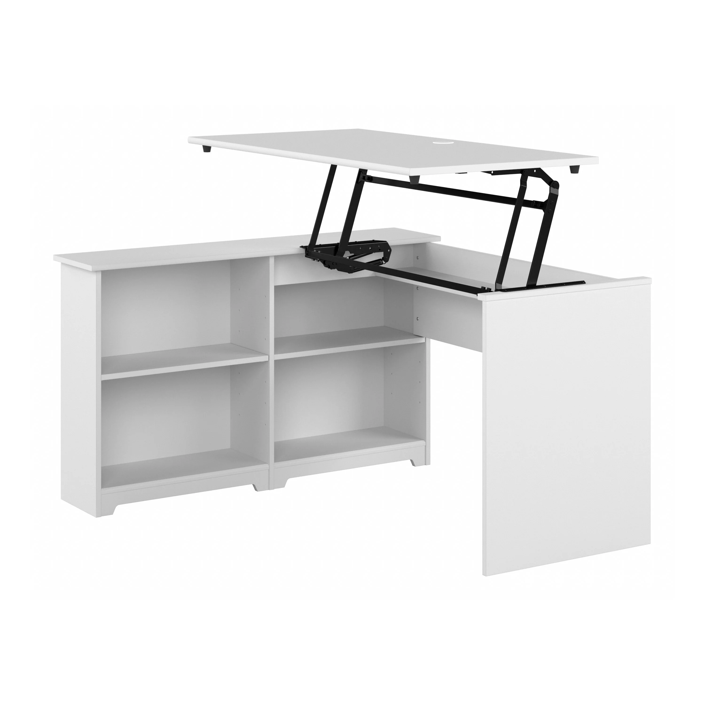 Cabot 52W 3 Position Sit to Stand Corner Desk with Shelves