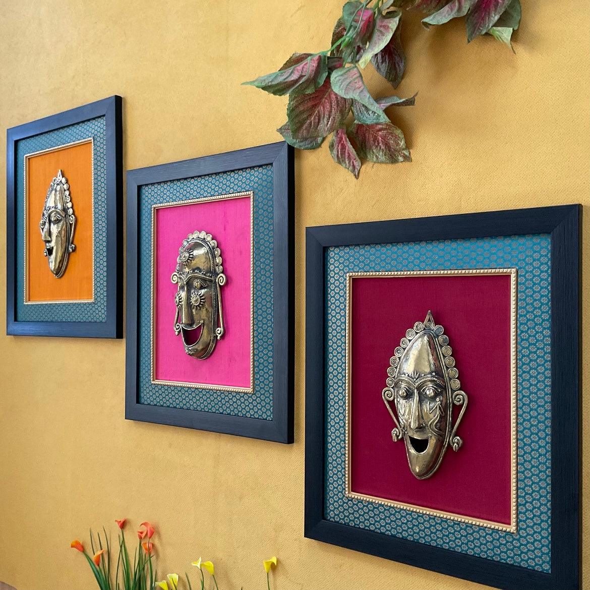 Smiling Face Dhokra Mask - Wall Hanging - Wall Decor - Home Decor