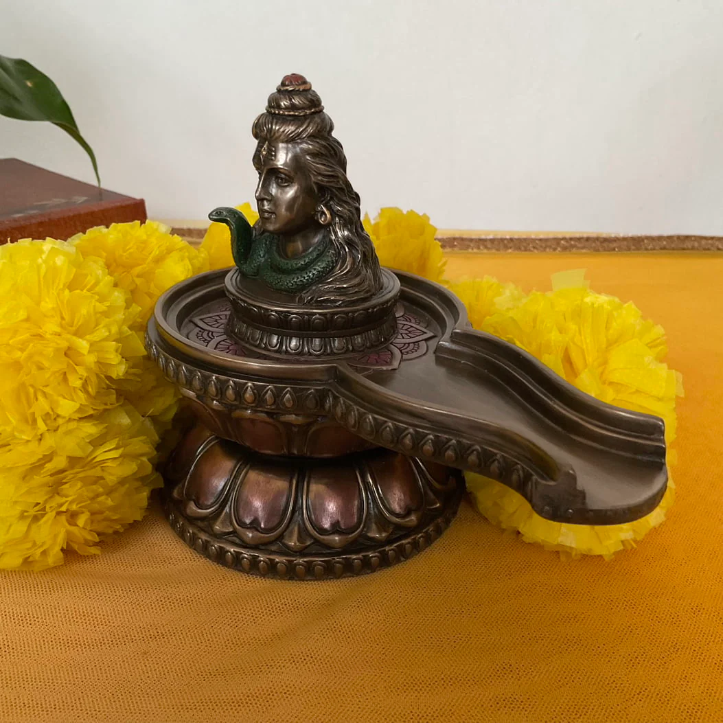 Shivling Bonded Bronze Idol -  Pooja Statue for Home - Festive Decor