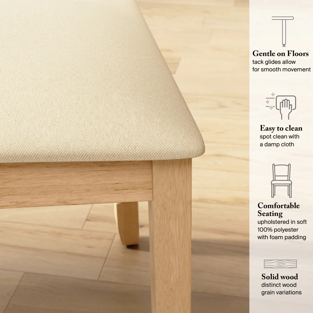 Bush Home Key West 70W Cross Base Dining Table with 4 Upholstered Cross Back Chairs and 1 Bench