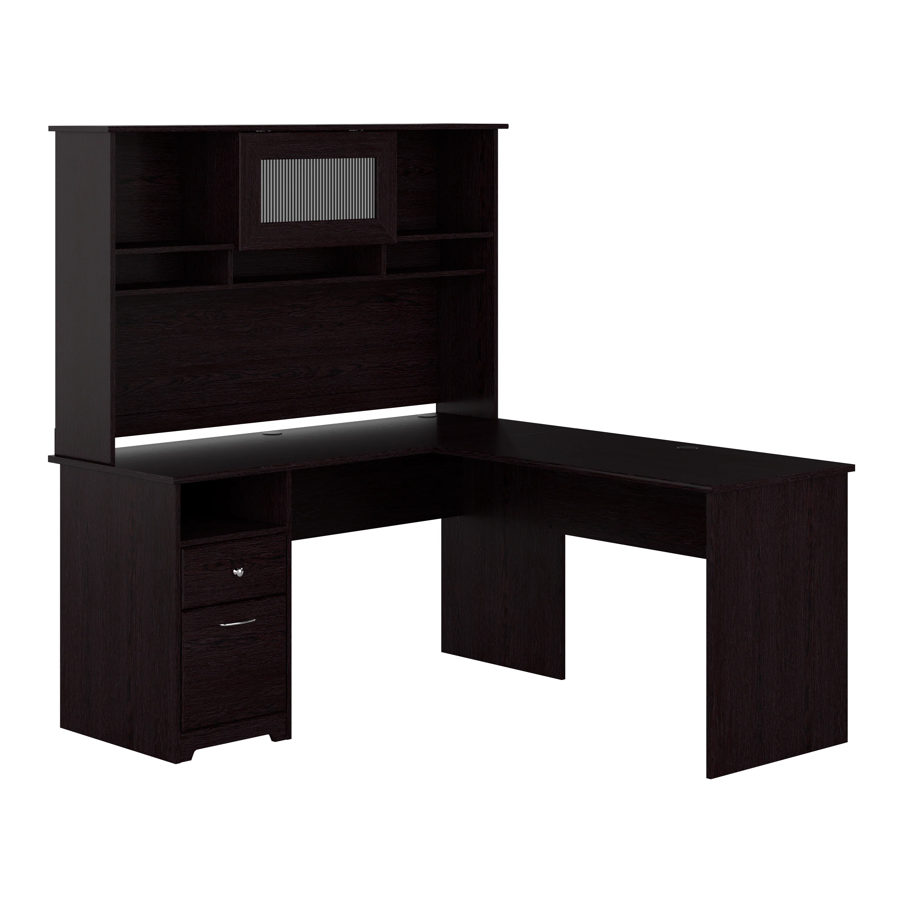 Cabot 60W L Shaped Computer Desk with Hutch and Drawers