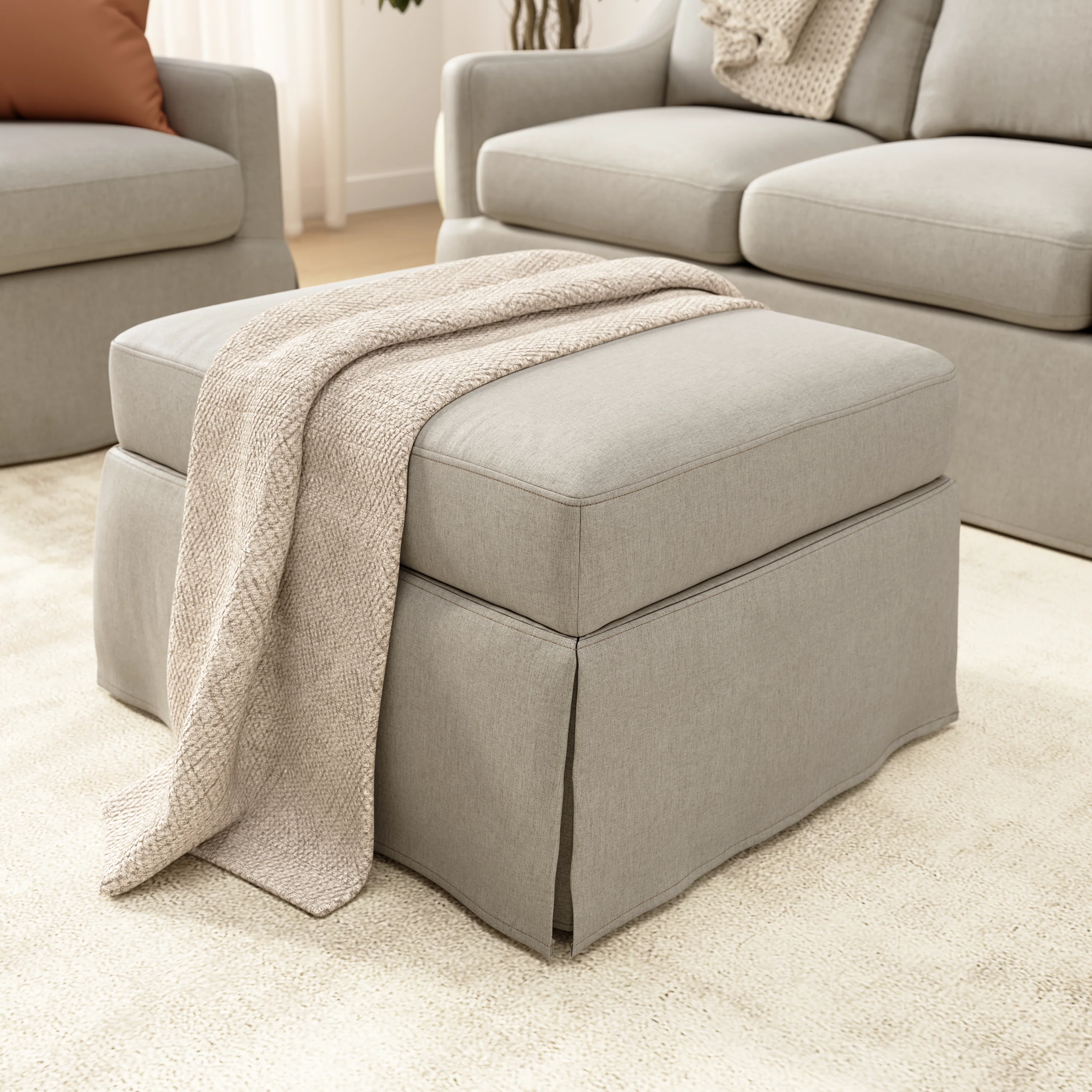 Bush Home Harper Storage Ottoman with Tray and Slipcover