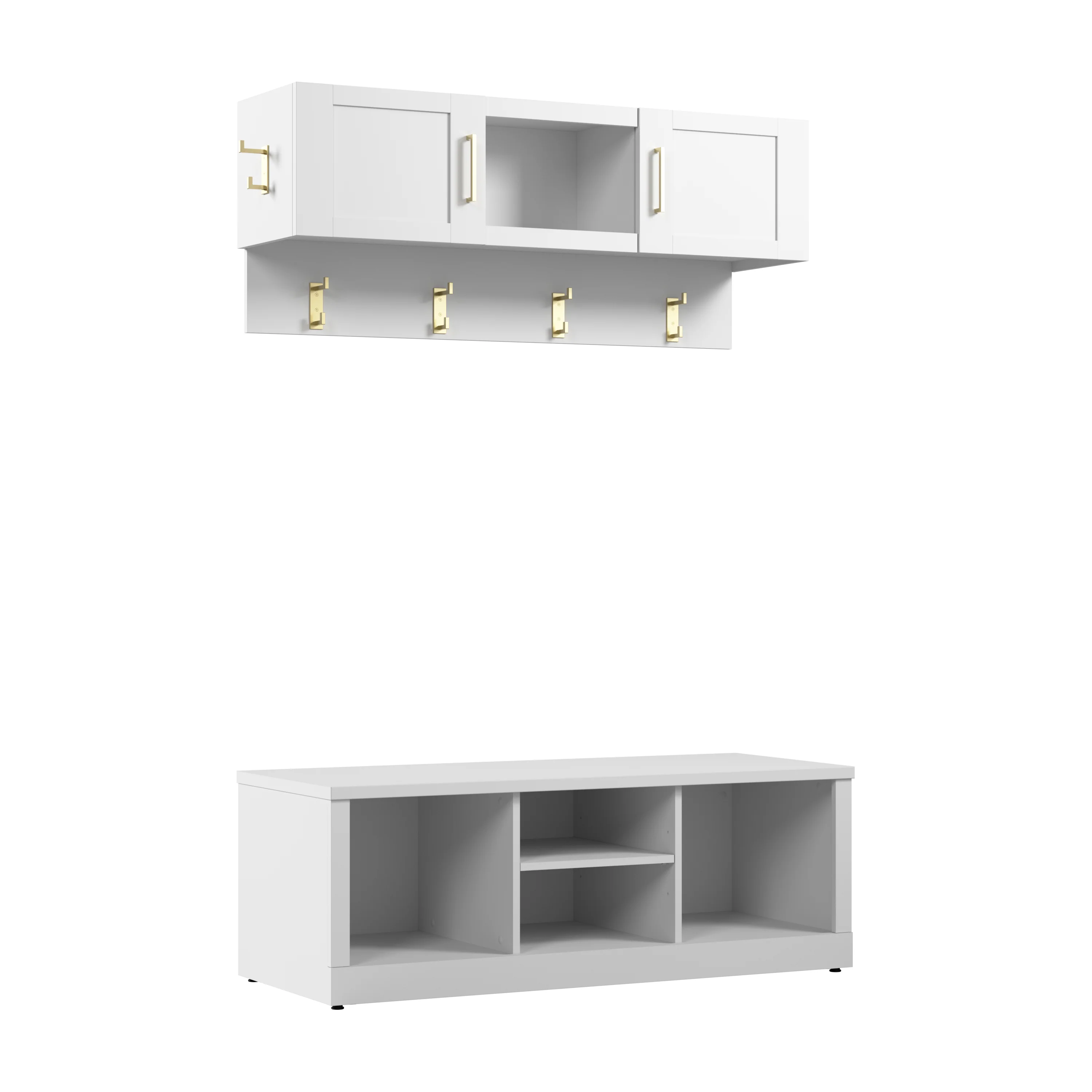 Hampton Heights 48W Shoe Bench and Wall Mounted Coat Rack