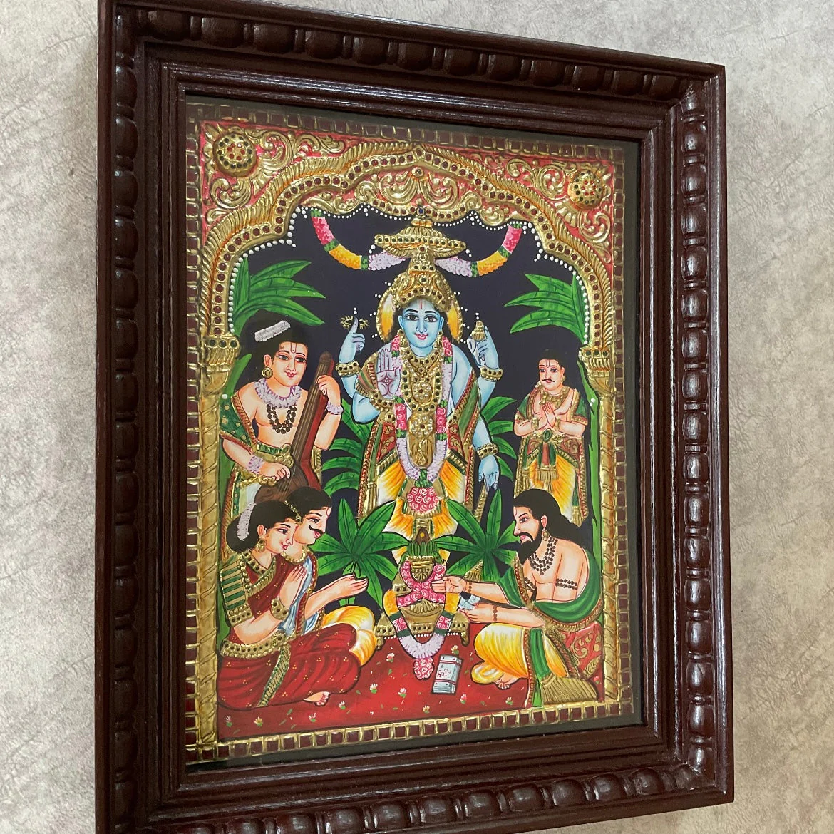 21 Inches X 17 Inches Satyanarayan Tanjore Painting - Tradtional Wall Art